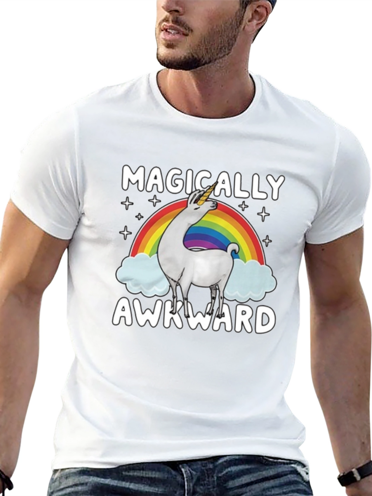 Magically Awkward Unicorn Llama Graphic Tee