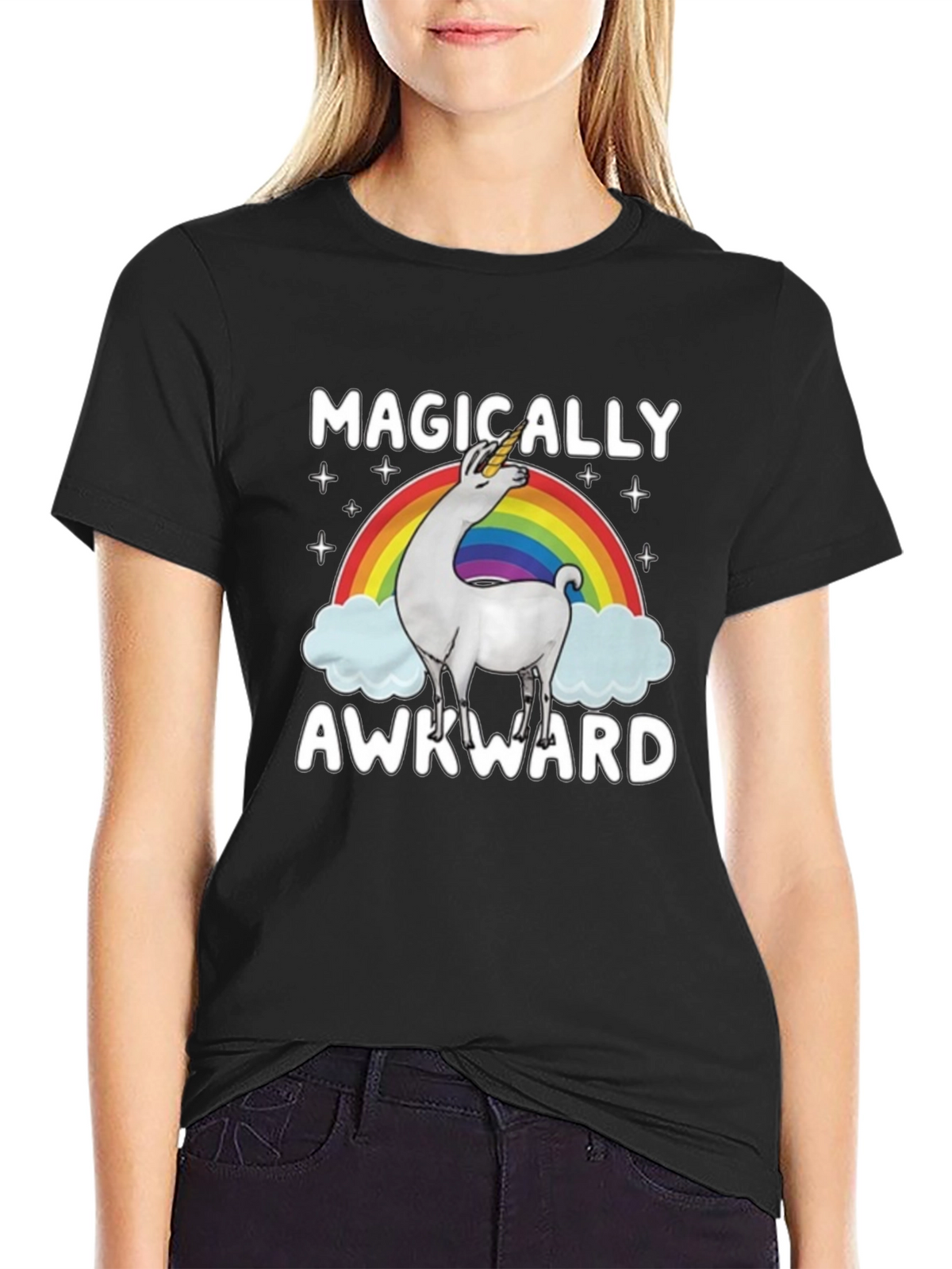 Magically Awkward Unicorn Llama Graphic Tee