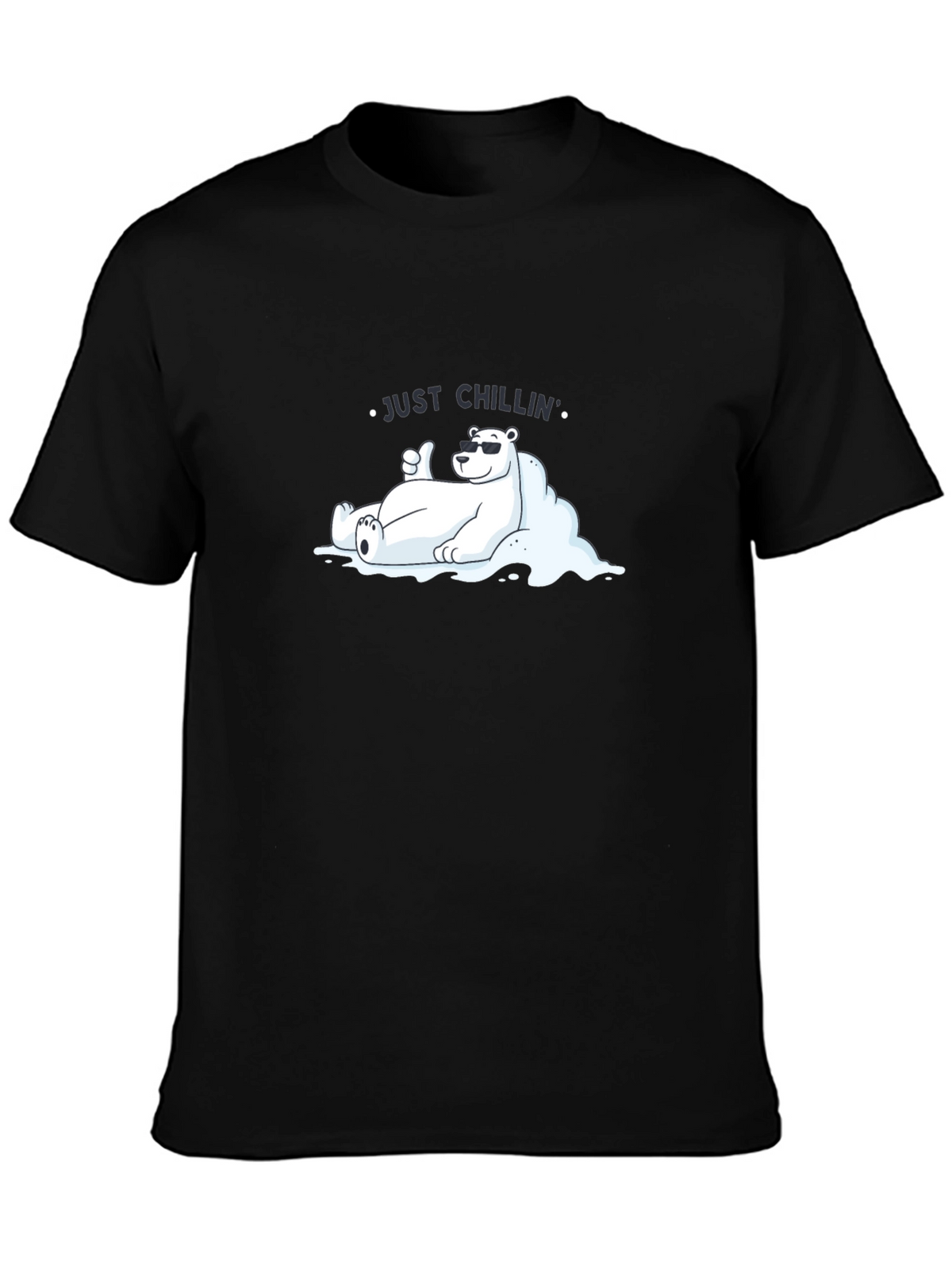 Just Chillin Polar Bear Graphic Tee - Black