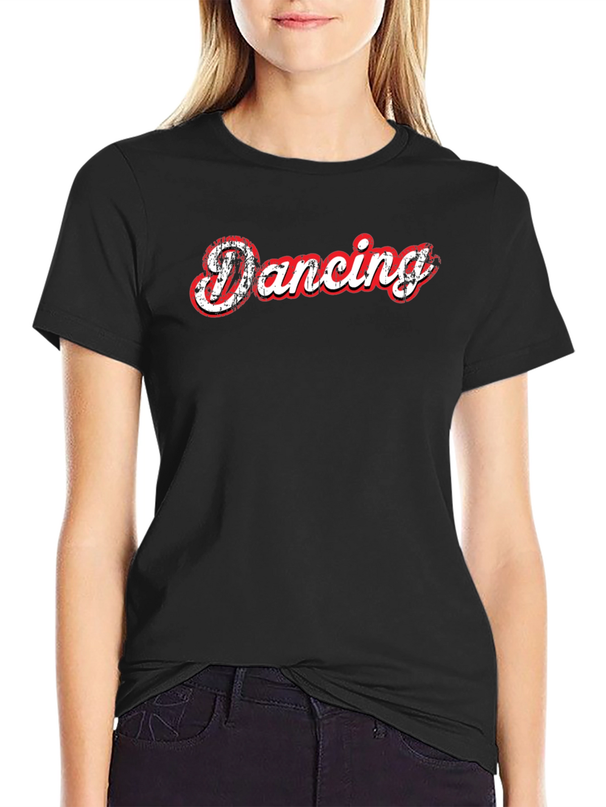 Dancing Graphic Print Black T-Shirt