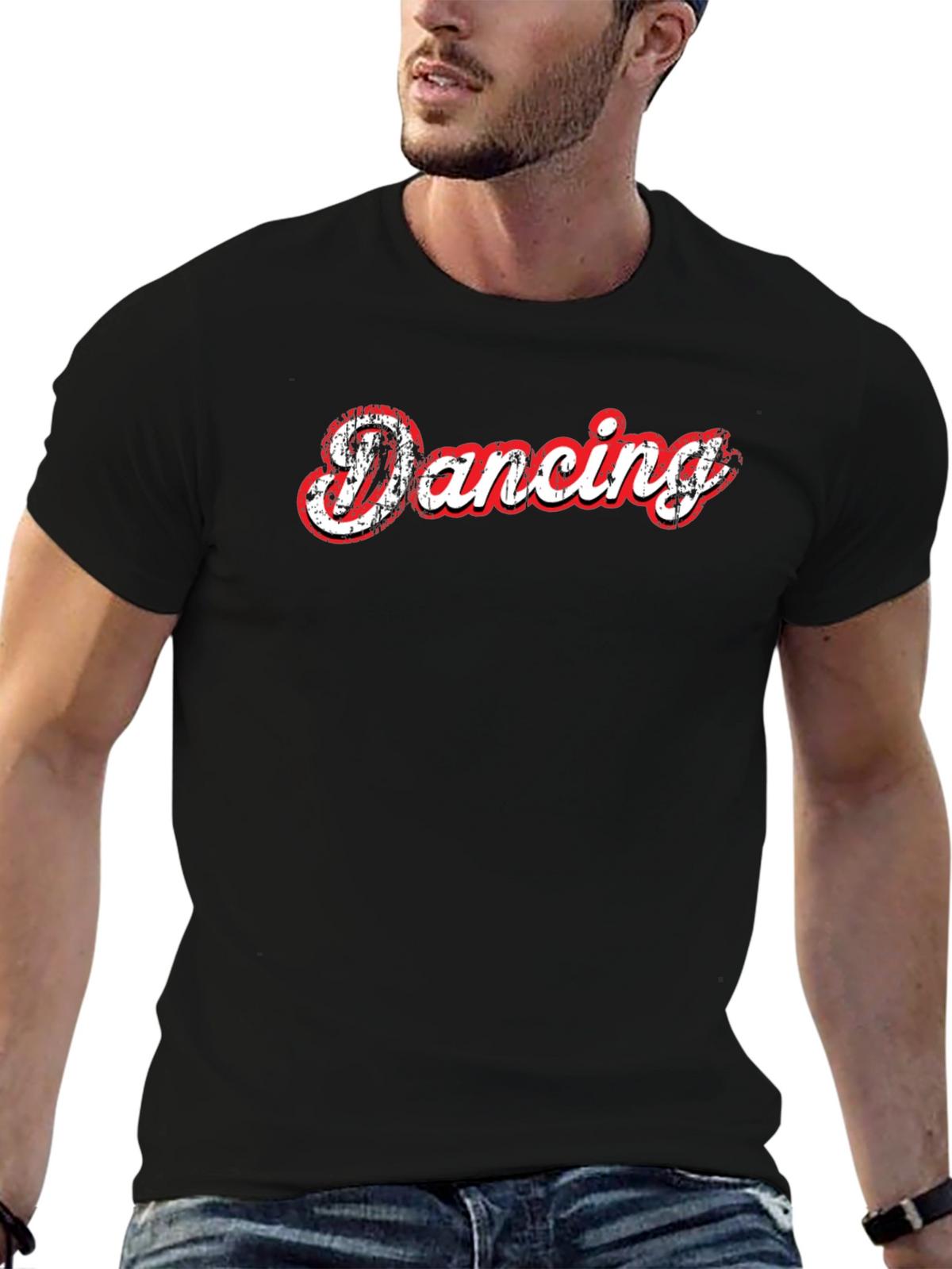 Dancing Graphic Print Black T-Shirt