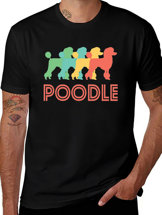 Retro Poodle Graphic Tee - Black Cotton T-Shirt
