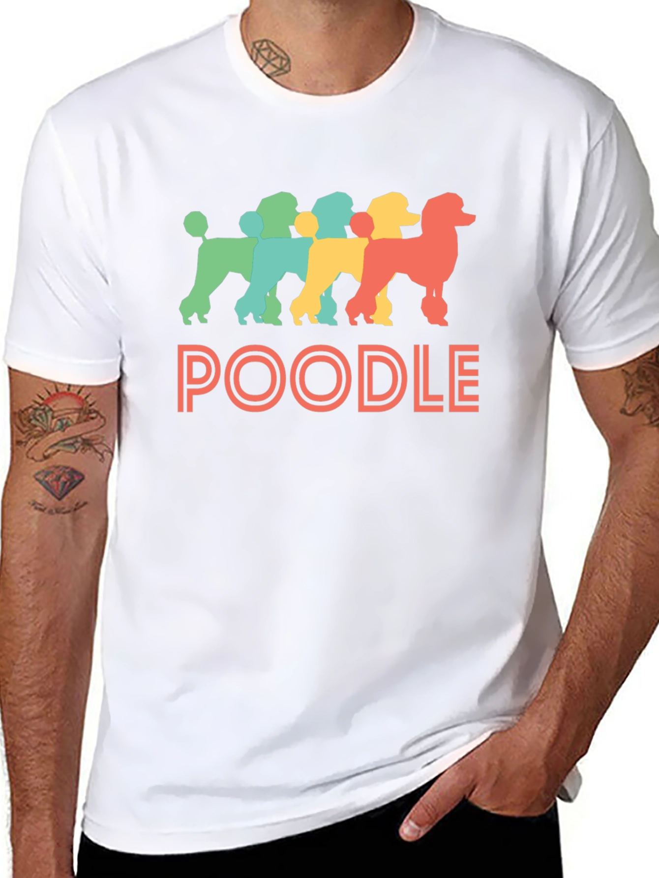 Retro Poodle Graphic Tee - Black Cotton T-Shirt
