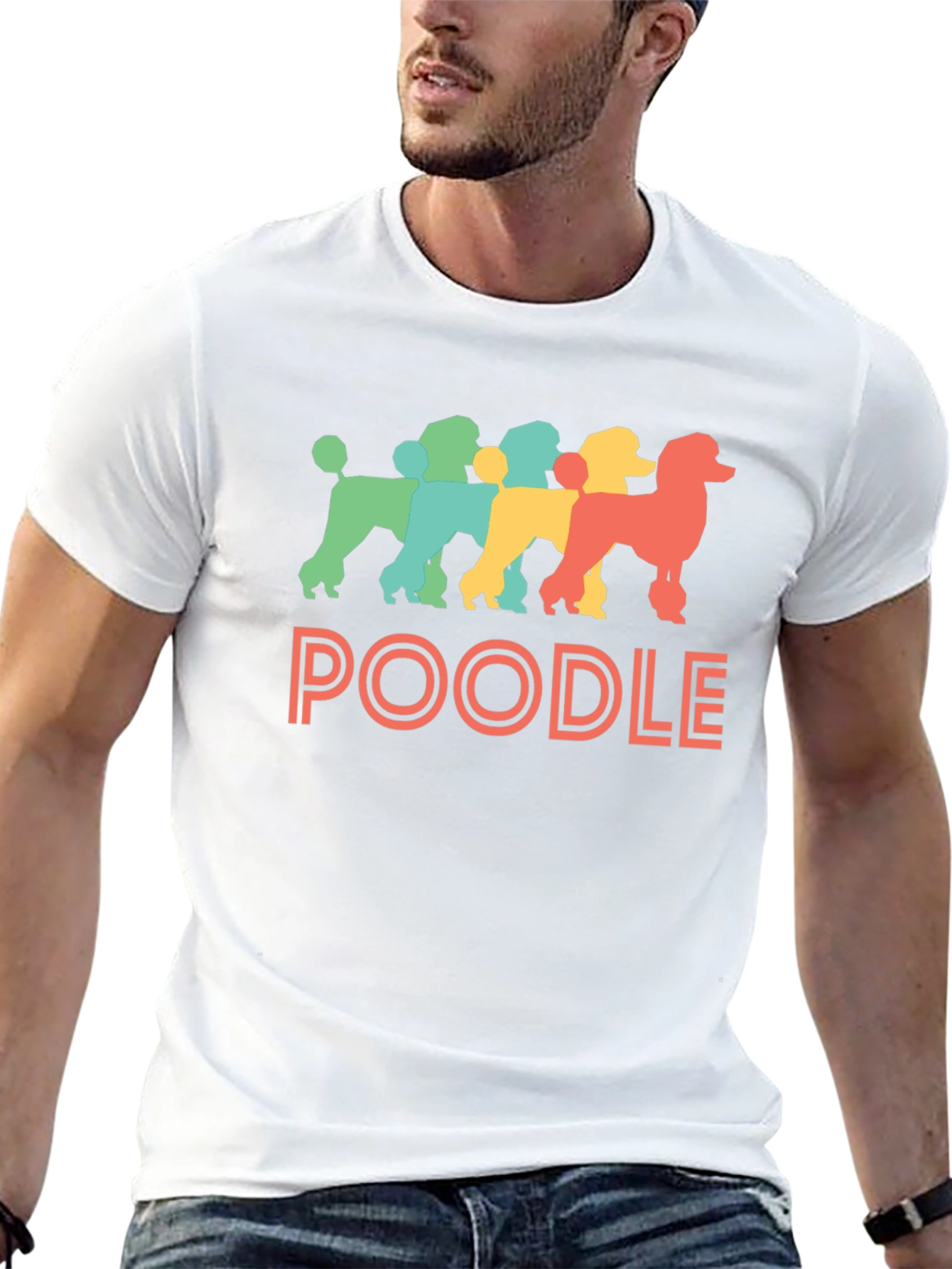Retro Poodle Graphic Tee - Black Cotton T-Shirt