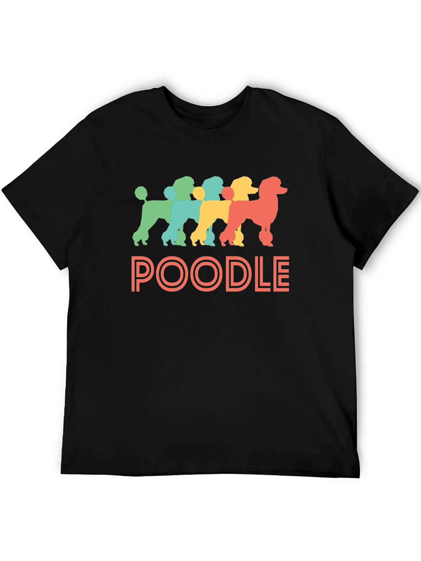 Retro Poodle Graphic Tee - Black Cotton T-Shirt