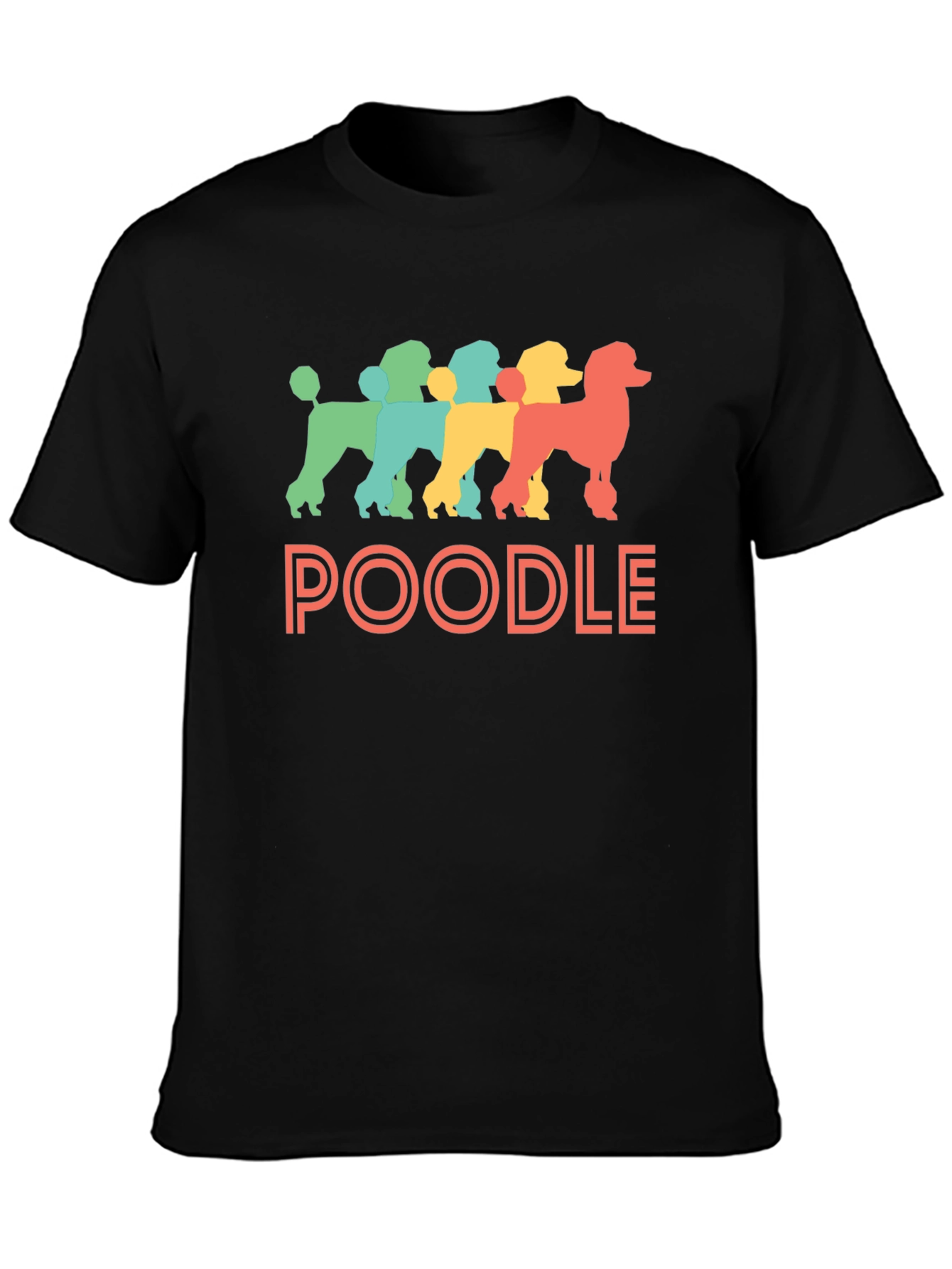 Retro Poodle Graphic Tee - Black Cotton T-Shirt