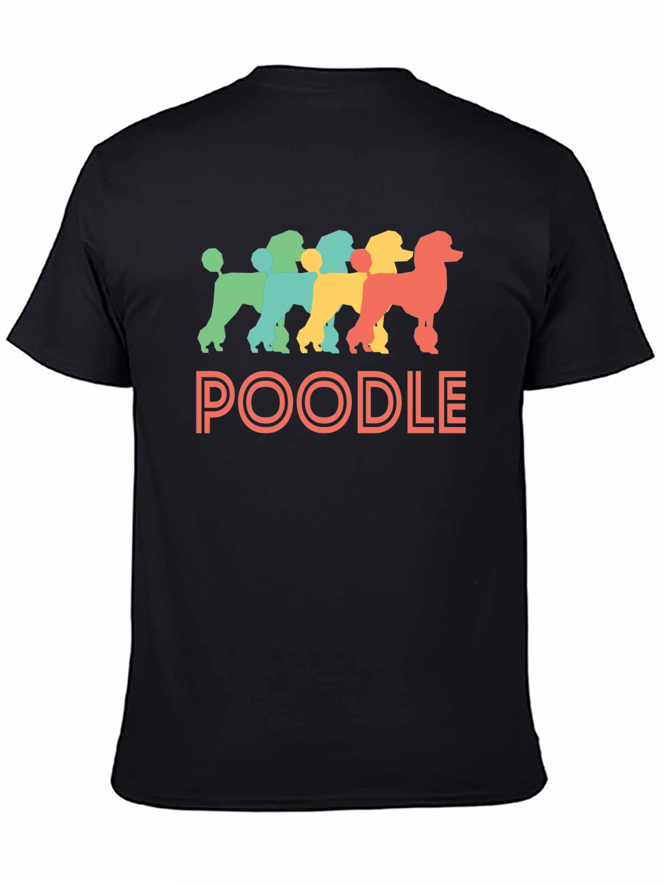 Retro Poodle Graphic Tee - Black Cotton T-Shirt