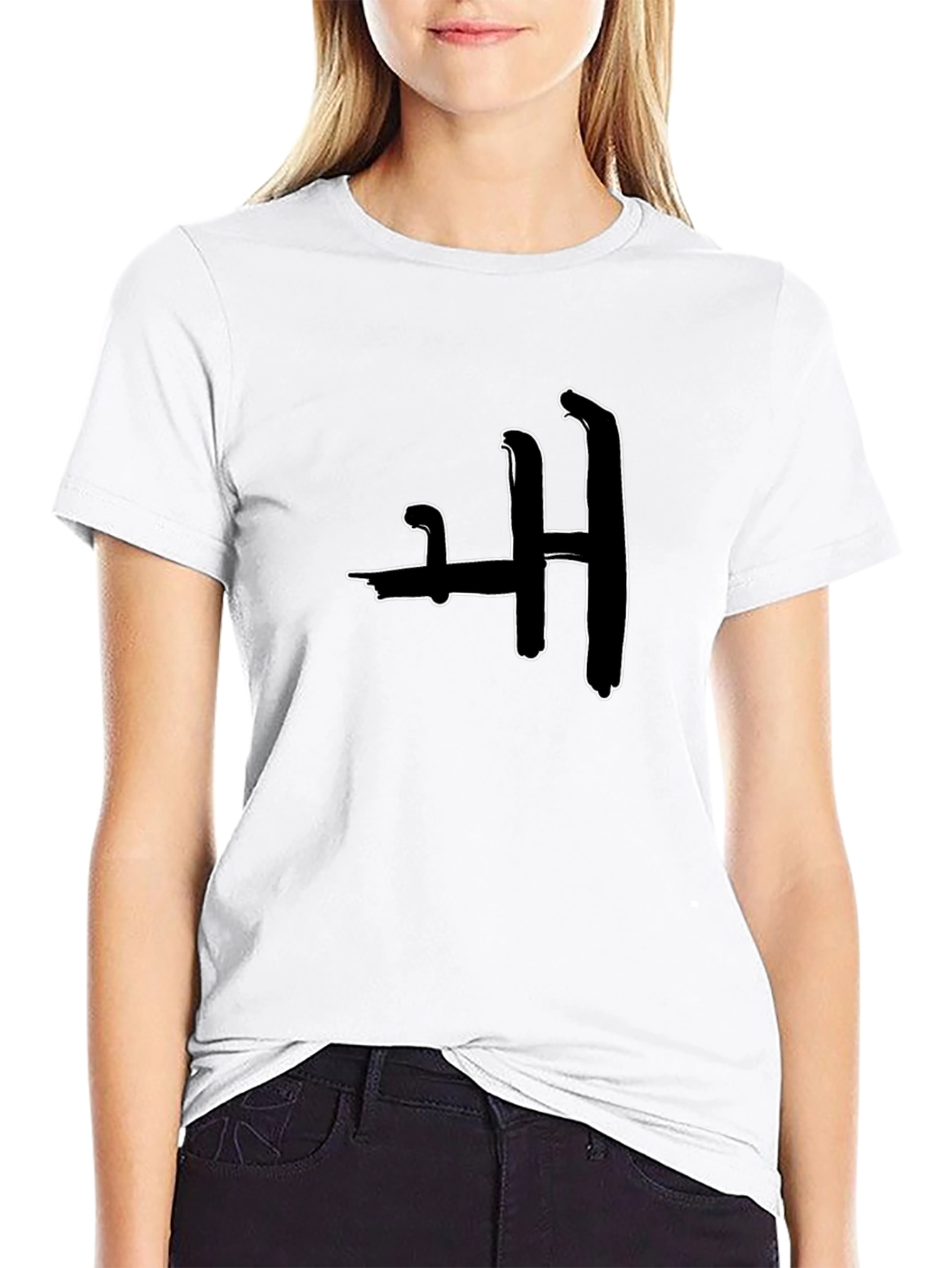 Unique H Pattern Black T-Shirt