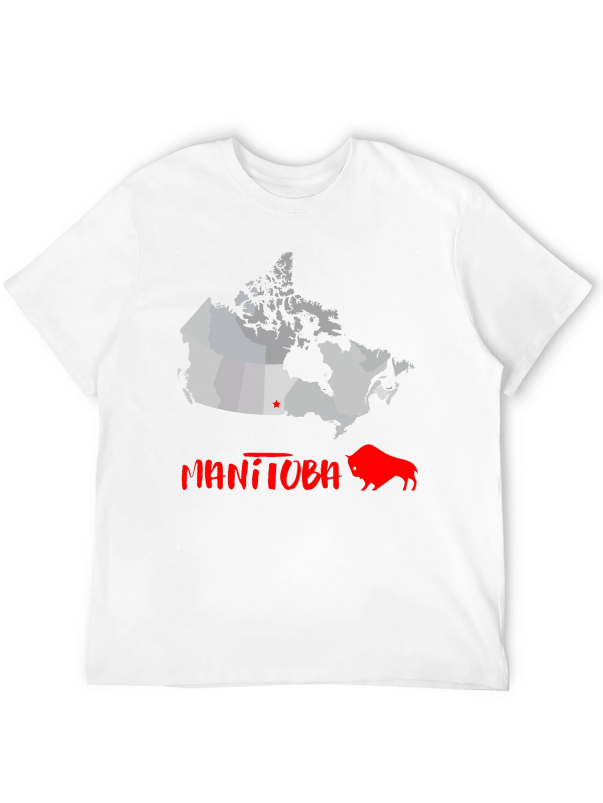 Manitoba Canada Bison Graphic Tee - Black Cotton T-Shirt