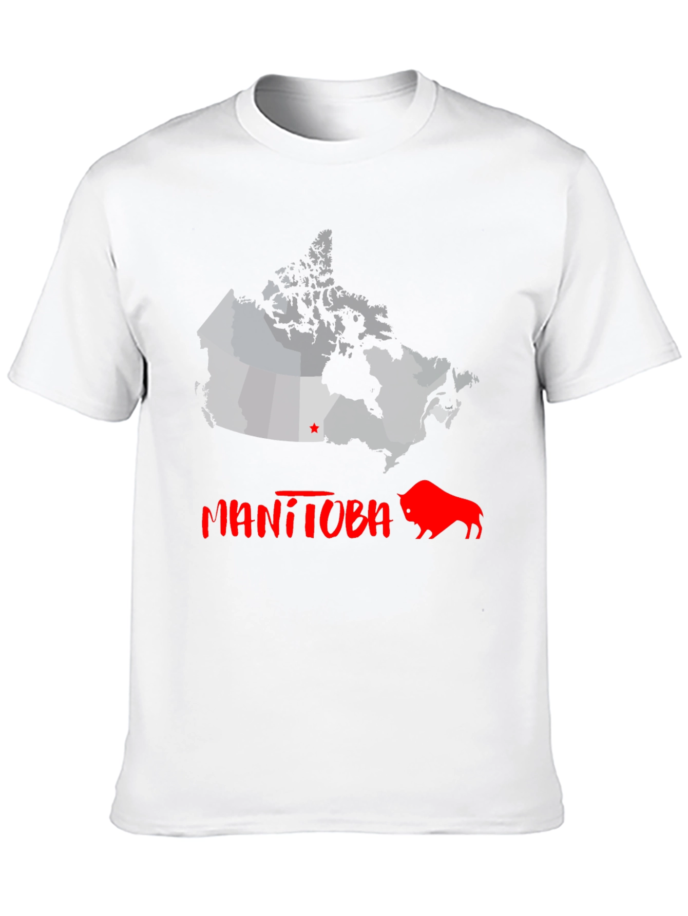 Manitoba Canada Bison Graphic Tee - Black Cotton T-Shirt
