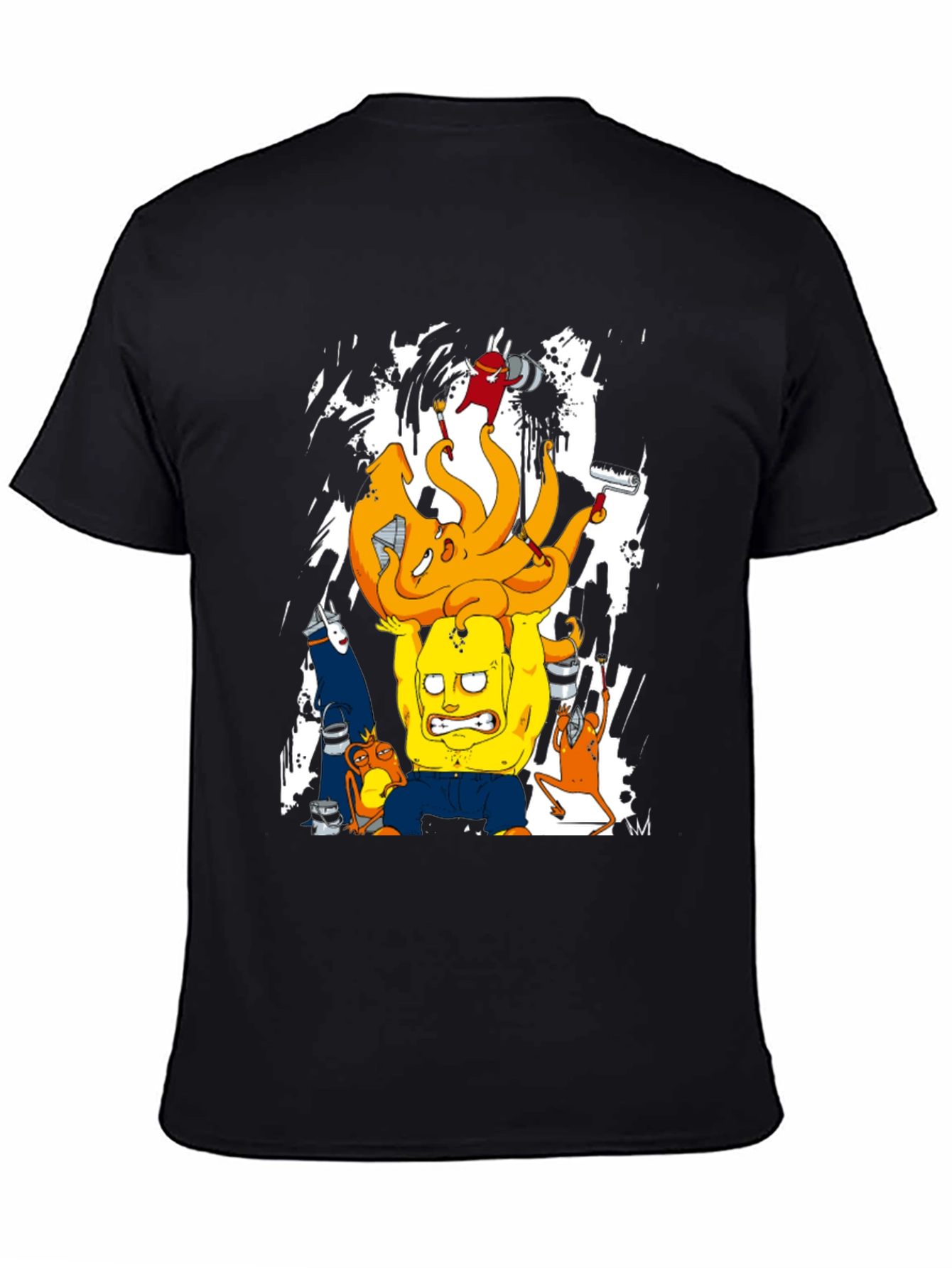 Cartoon Character Graphic Print Black T-Shirt