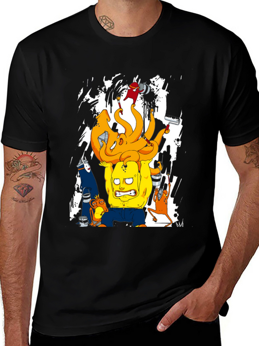 Cartoon Character Graphic Print Black T-Shirt