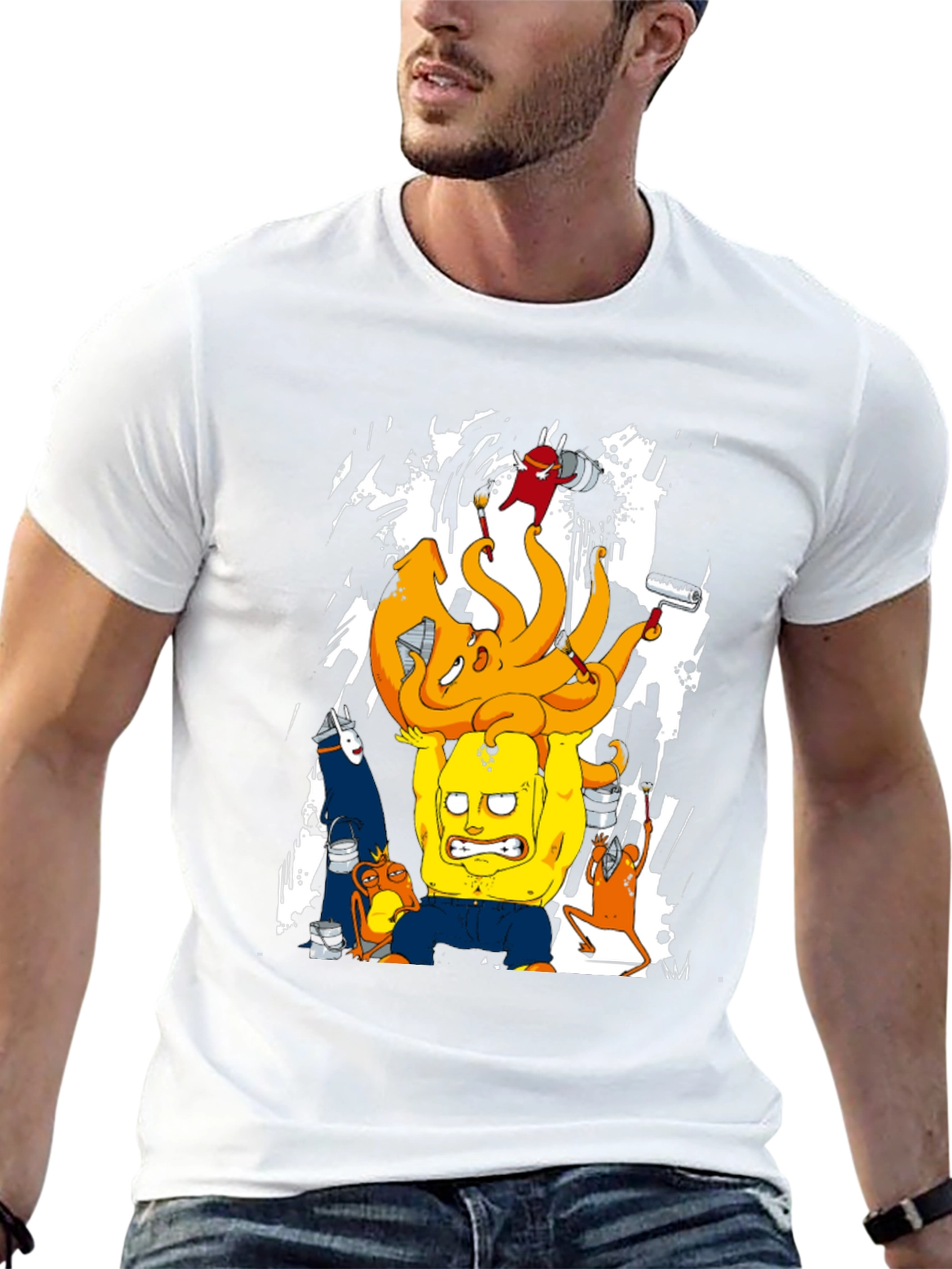 Cartoon Character Graphic Print Black T-Shirt