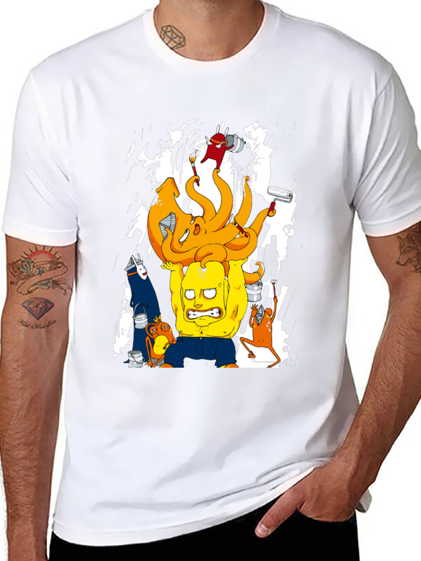Cartoon Character Graphic Print Black T-Shirt