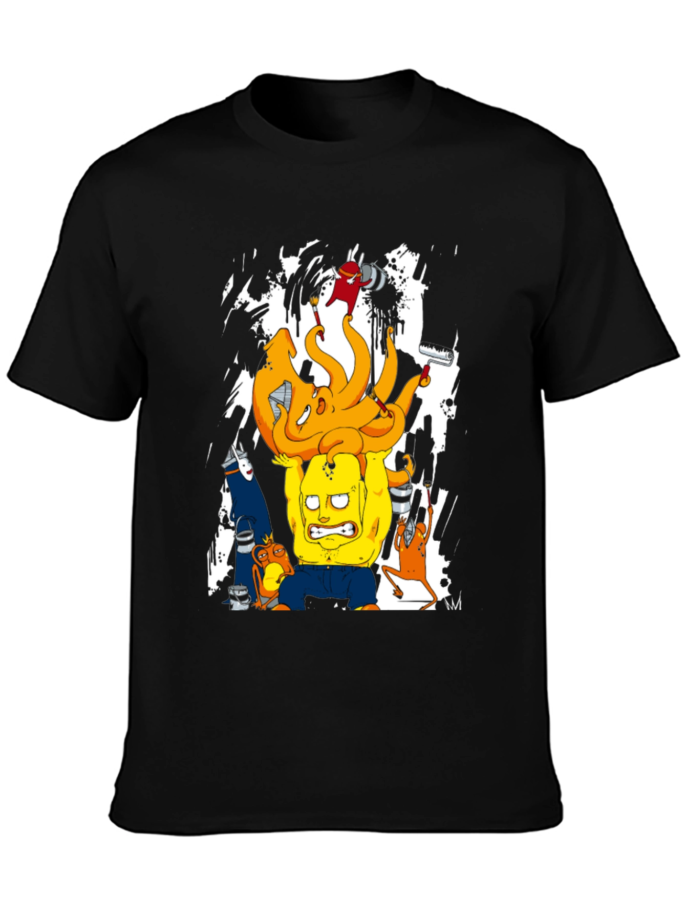 Cartoon Character Graphic Print Black T-Shirt