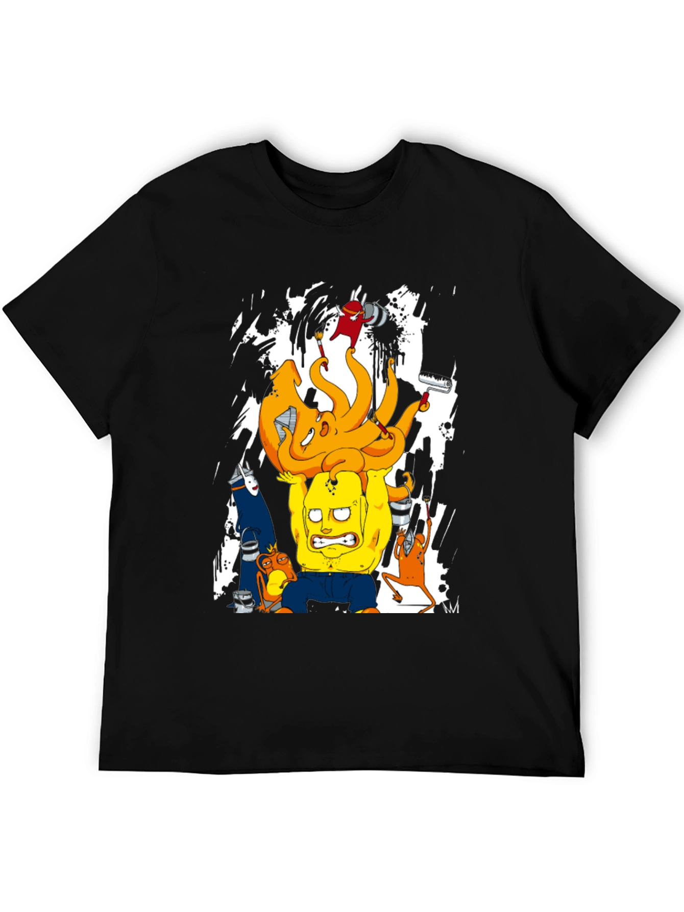 Cartoon Character Graphic Print Black T-Shirt