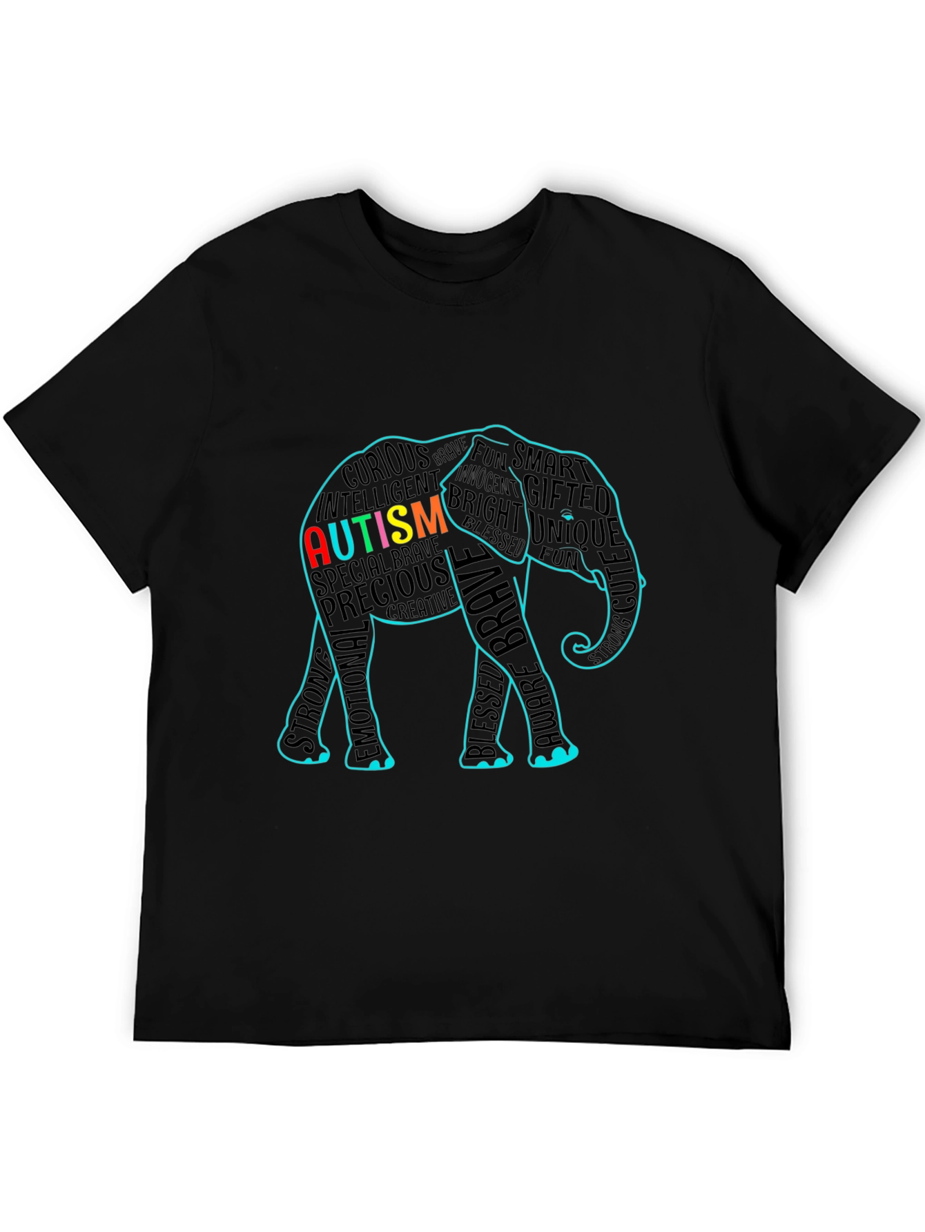 Autism Awareness Elephant Word Art T-Shirt