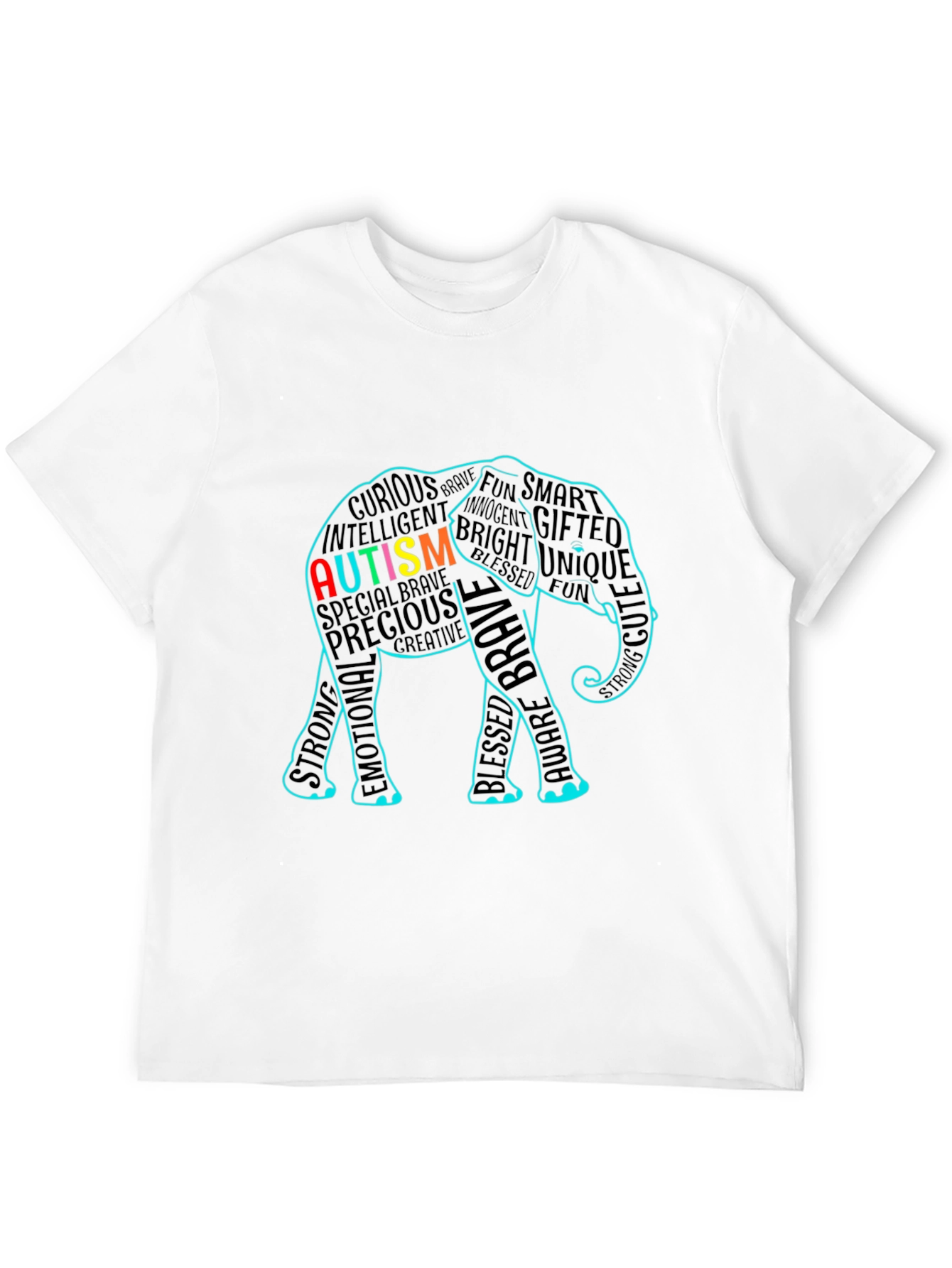 Autism Awareness Elephant Word Art T-Shirt
