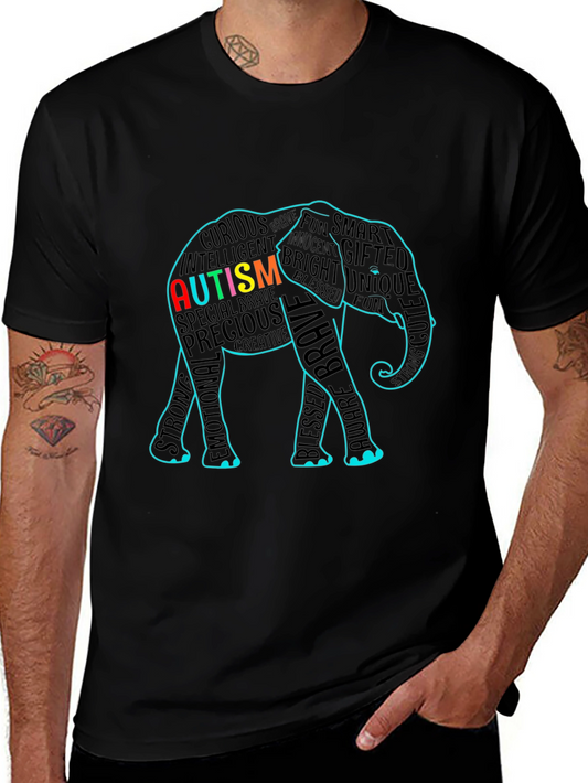 Autism Awareness Elephant Word Art T-Shirt