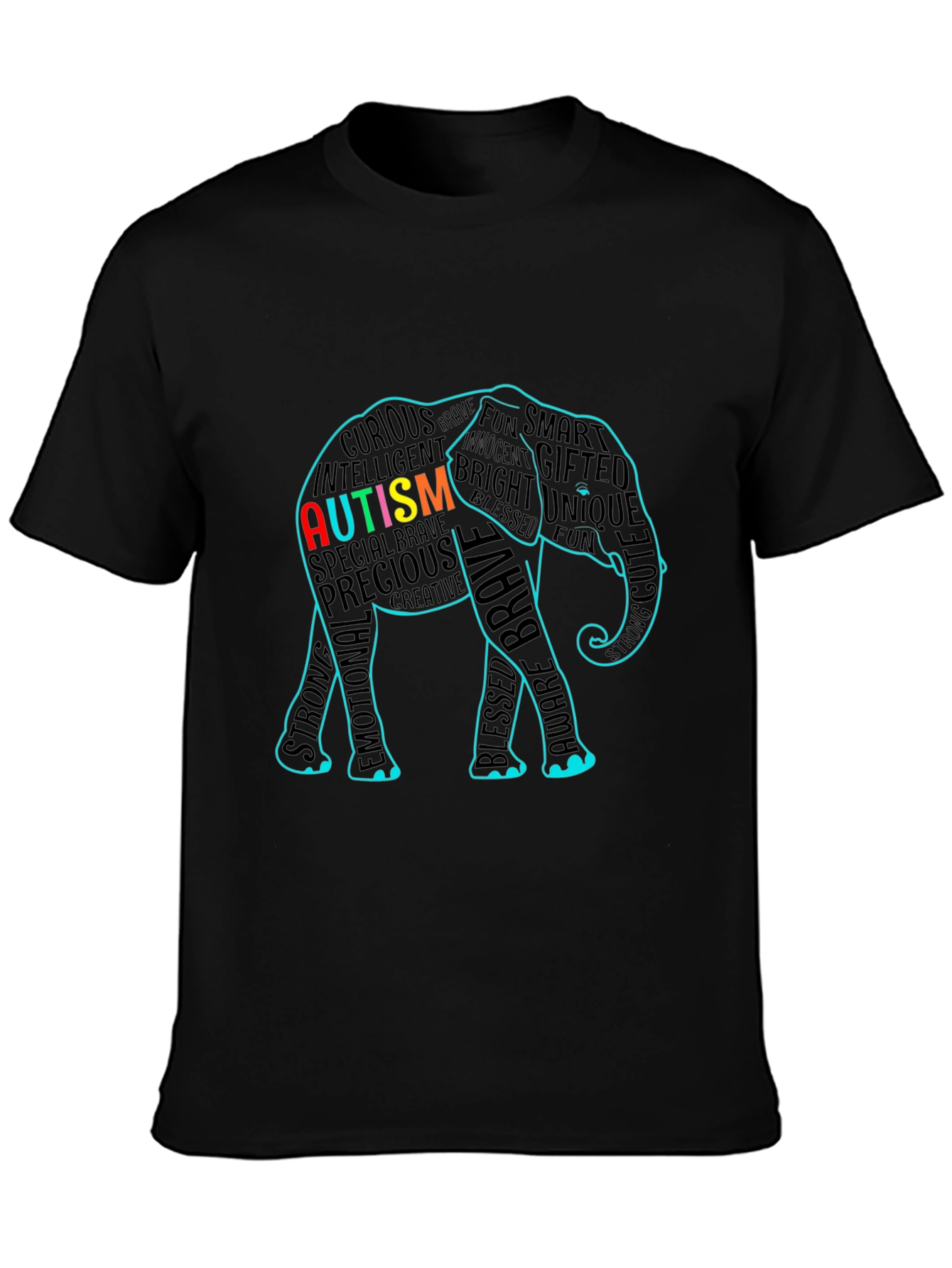 Autism Awareness Elephant Word Art T-Shirt
