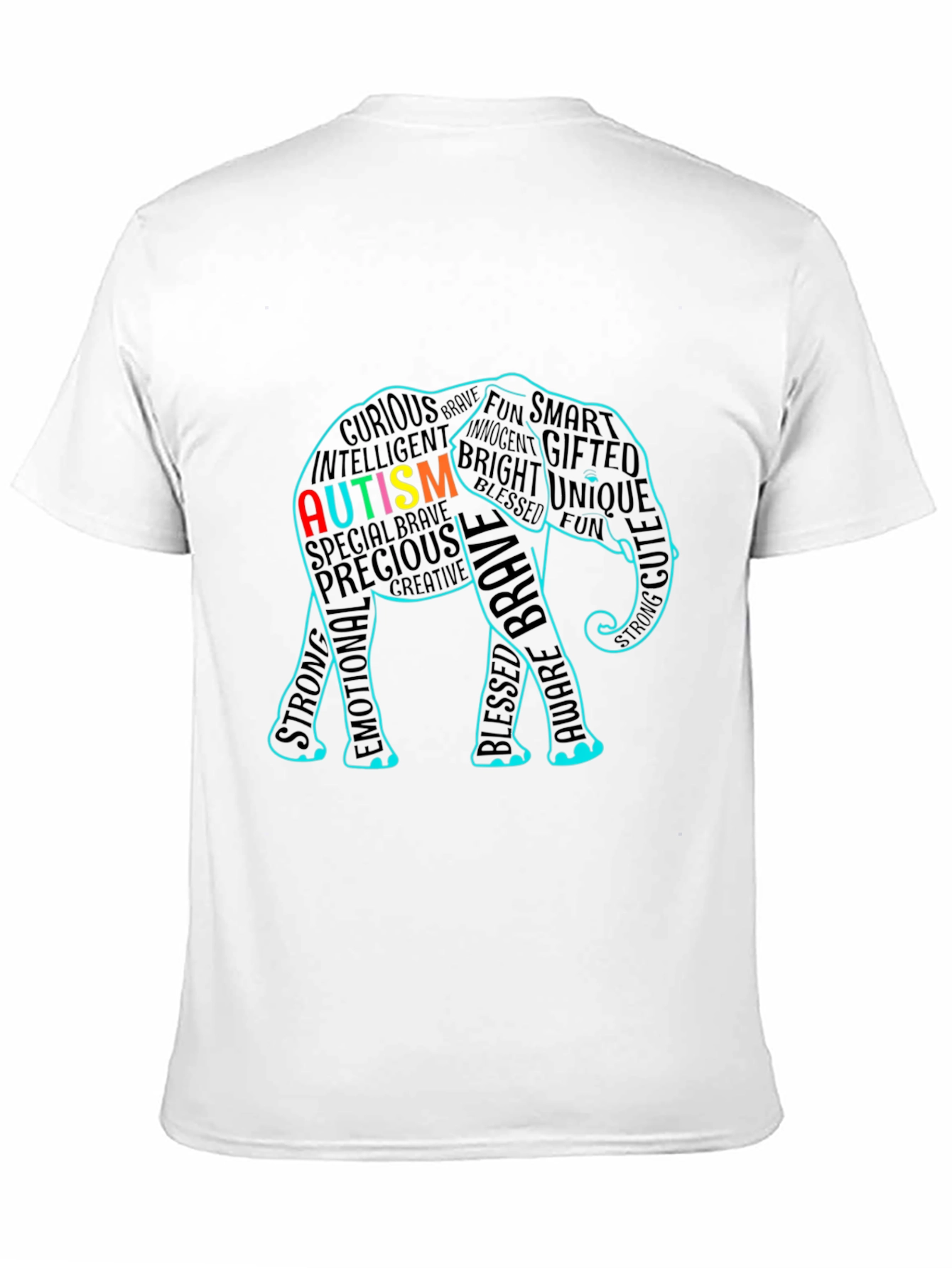 Autism Awareness Elephant Word Art T-Shirt