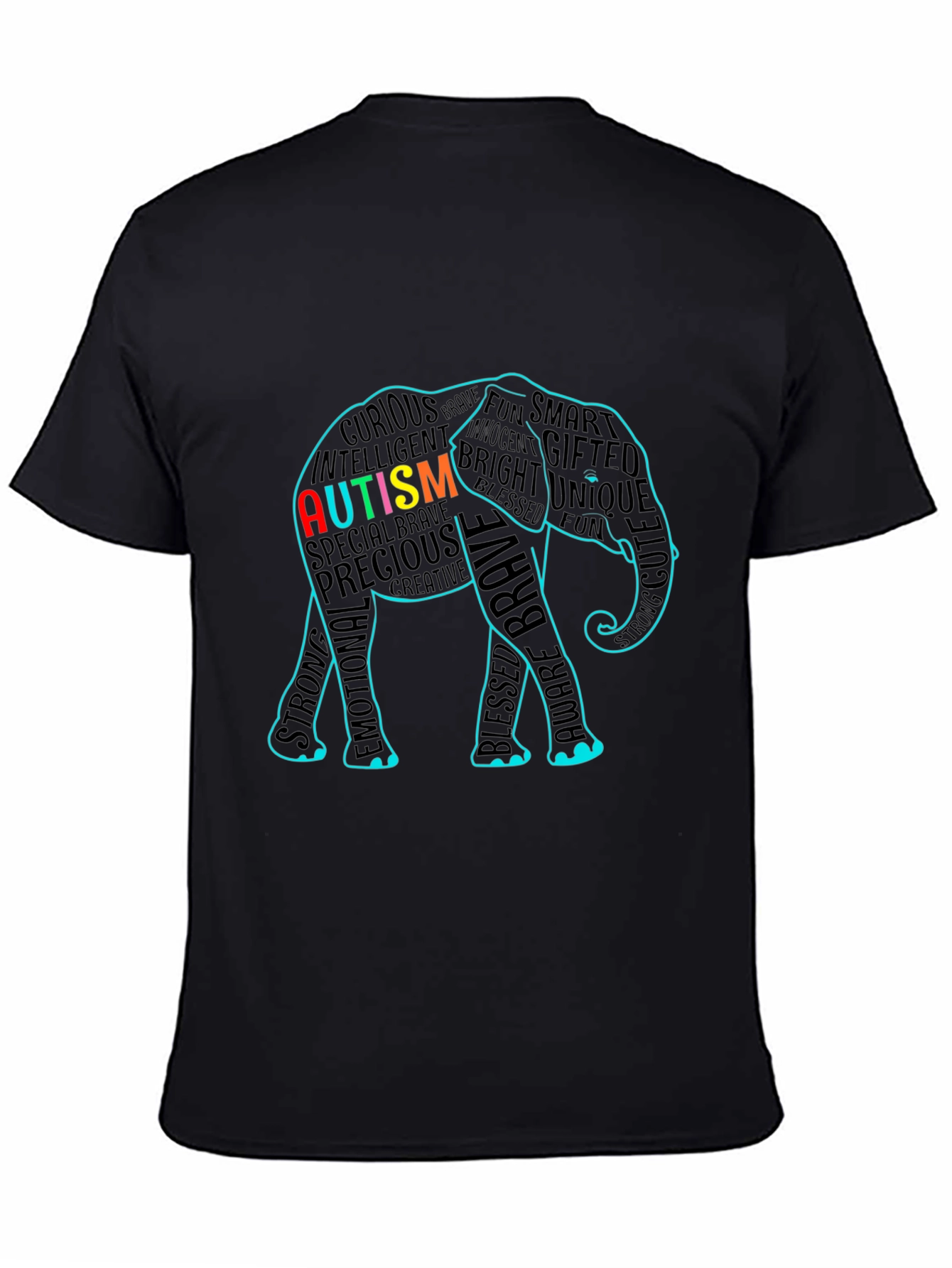 Autism Awareness Elephant Word Art T-Shirt