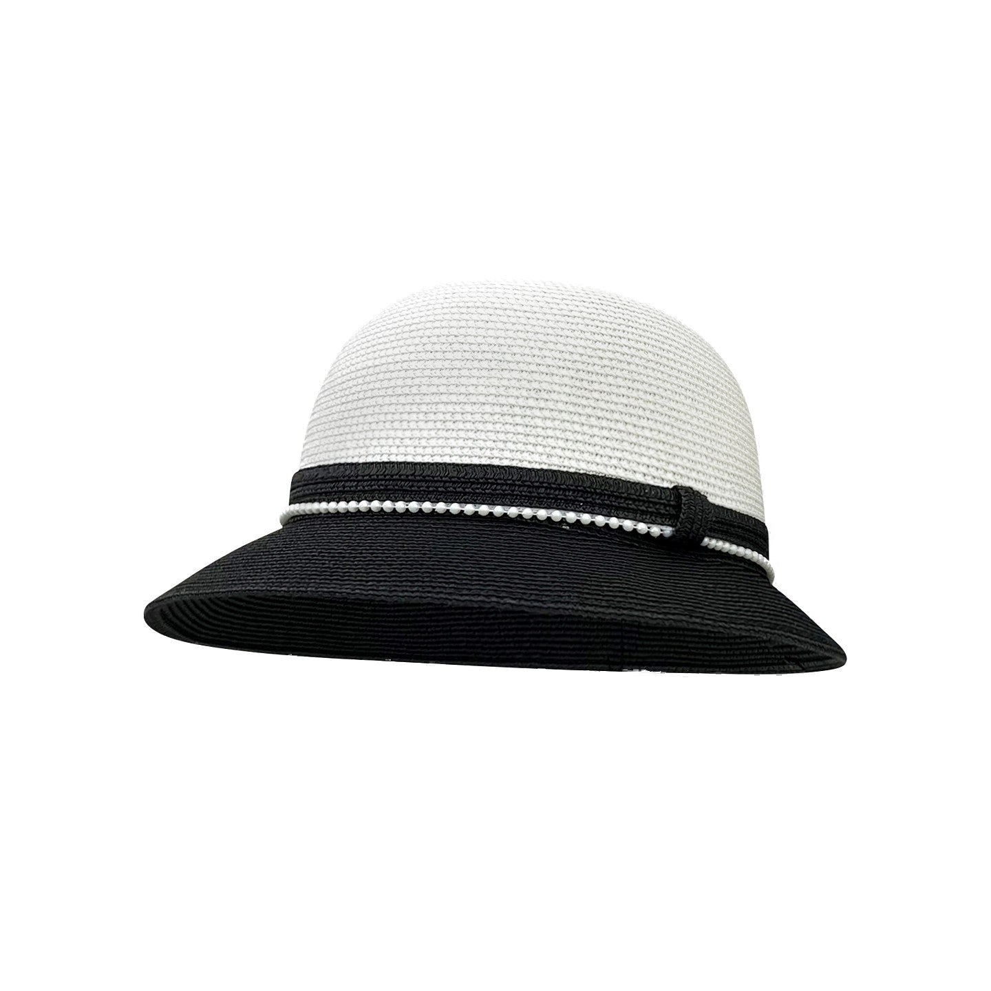 Women's Summer Pearl Straw Cloche Sun Hat