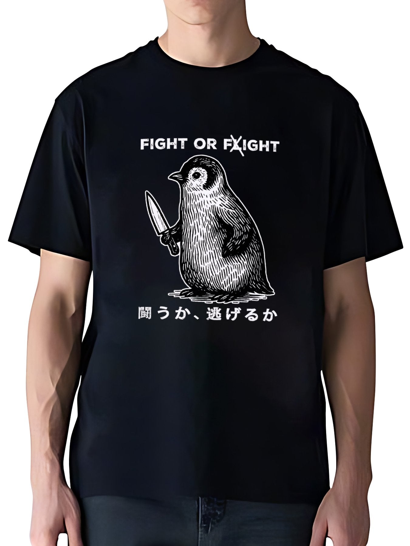 T-shirt Tokyo-tiger-funny-fight-or-flight-washed-t-shirt