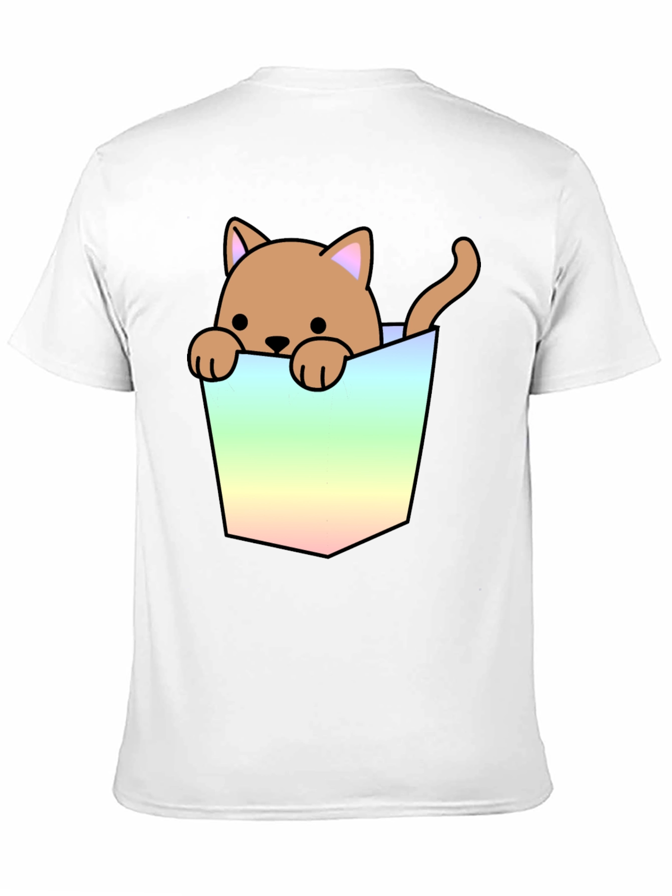 Cute Cat in Pocket Graphic T-Shirt