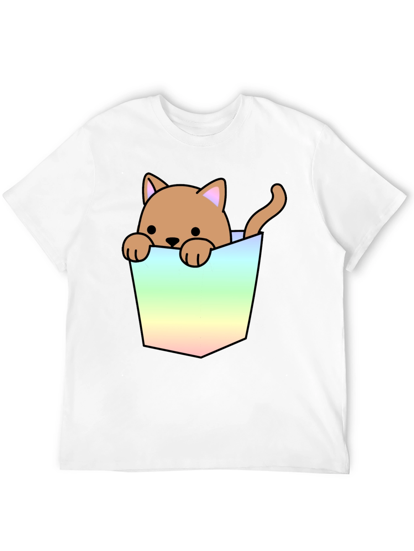 Cute Cat in Pocket Graphic T-Shirt