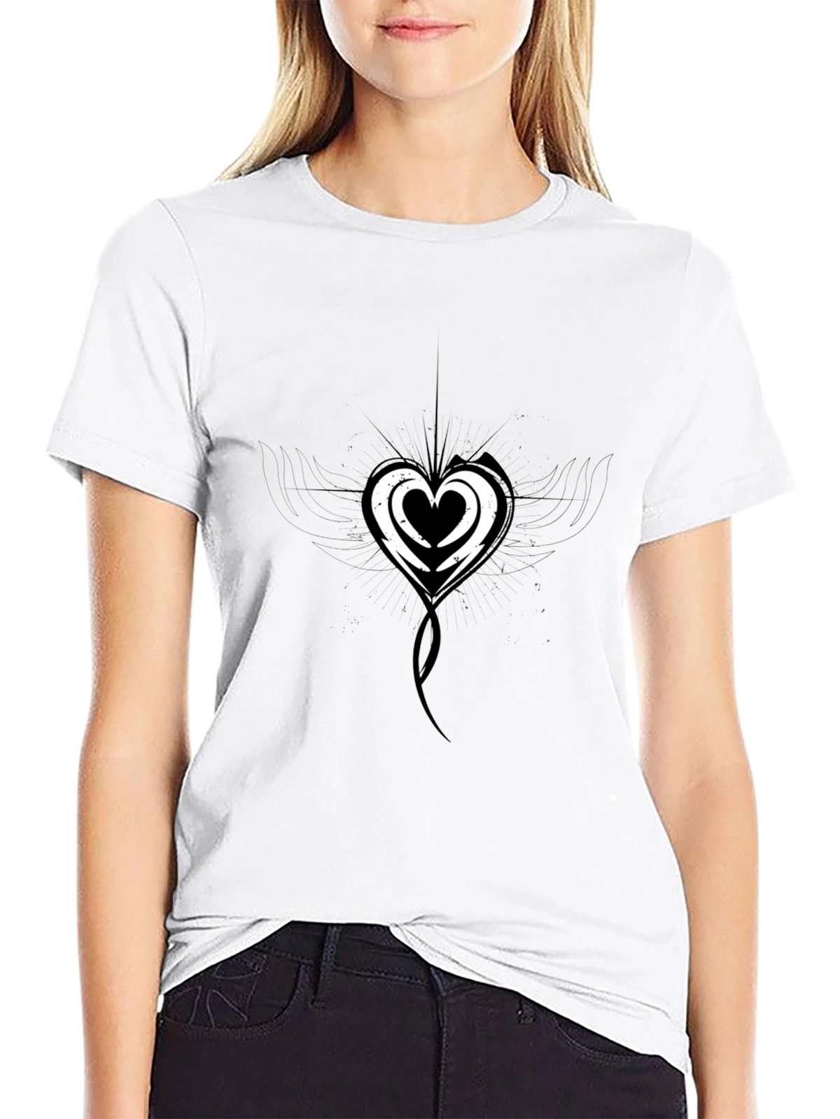 Heart Tattoo Black T-Shirt - Stylish Graphic Tee