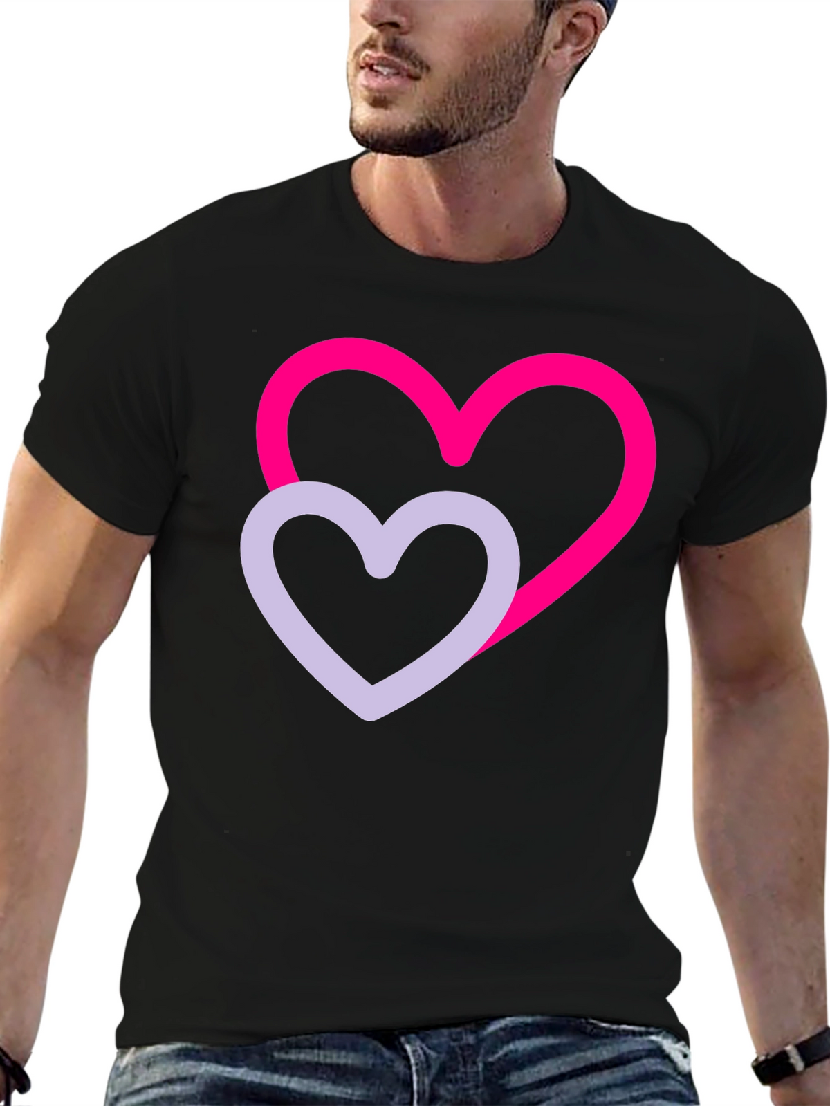 Heart Graphic Tee - Stylish Black Cotton T-Shirt