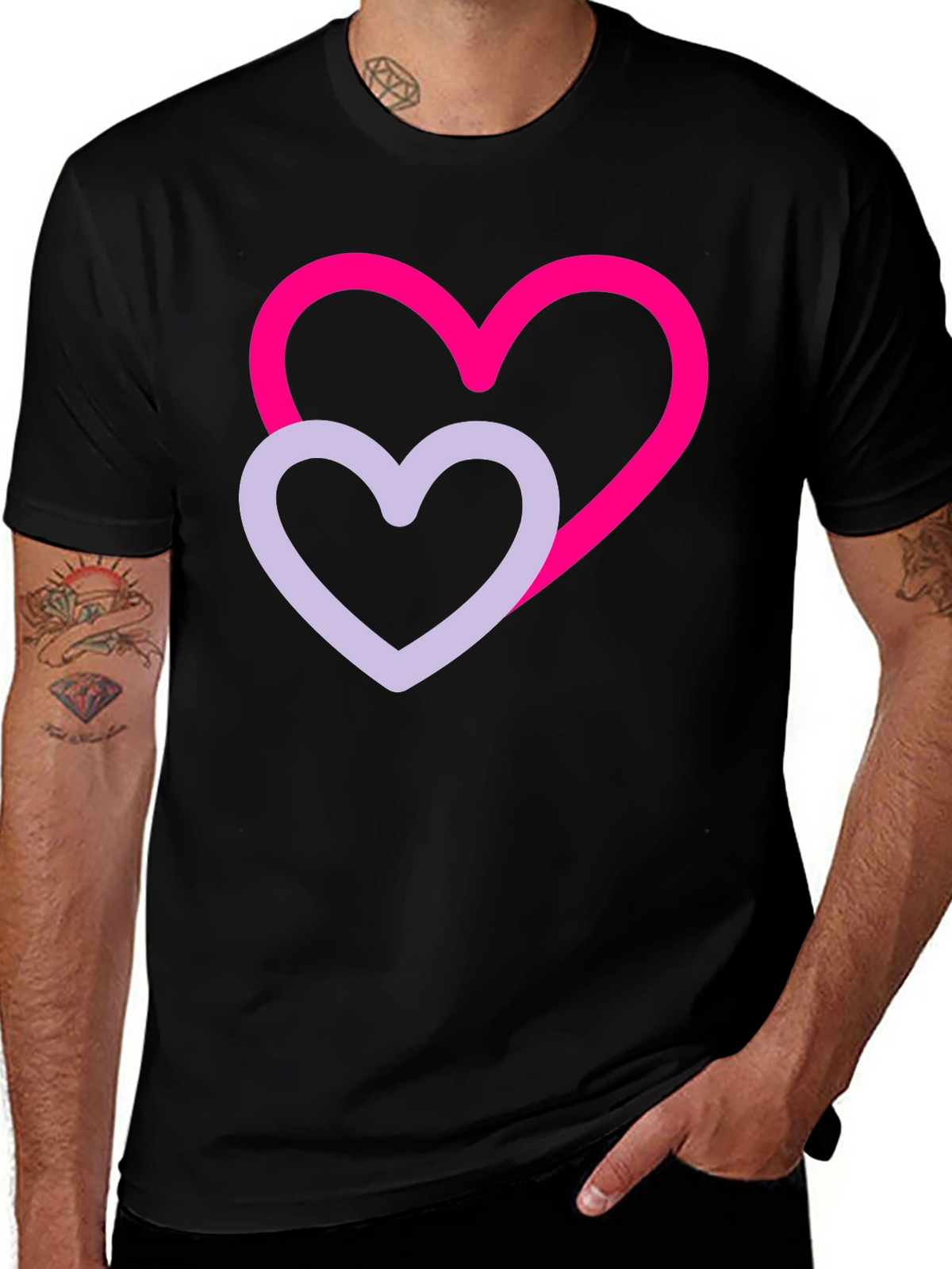 Heart Graphic Tee - Stylish Black Cotton T-Shirt