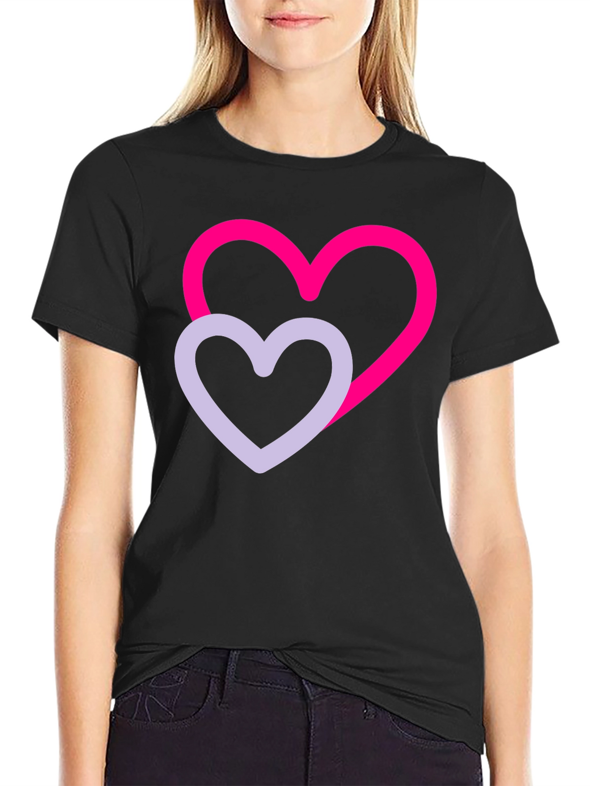 Heart Graphic Tee - Stylish Black Cotton T-Shirt