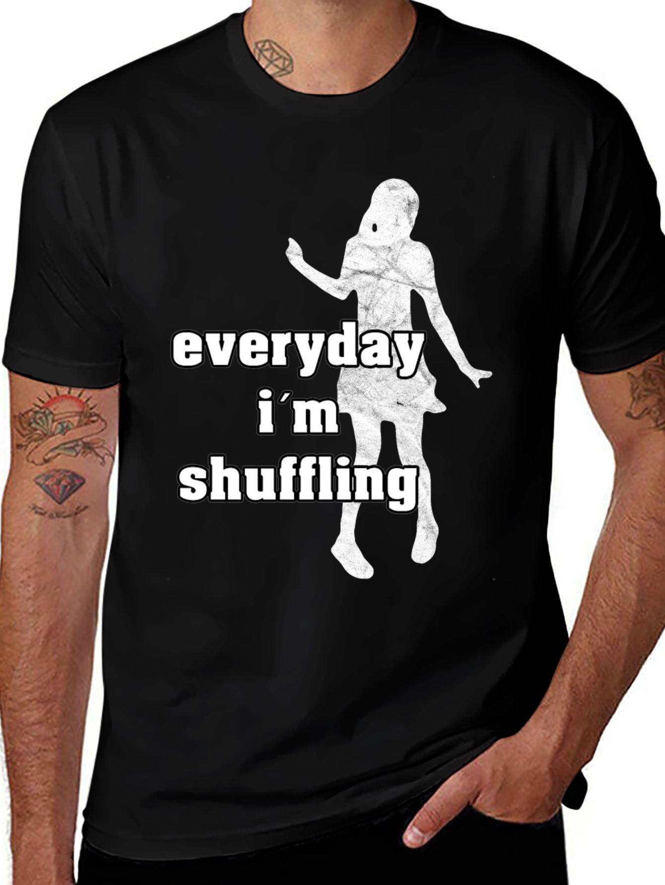 Everyday Im Shuffling Black Graphic Tee