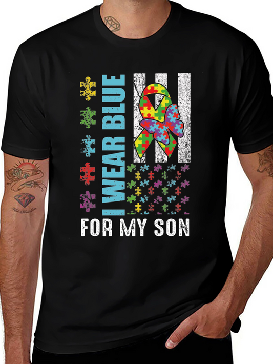 I Wear Blue For My Son Autism Awareness T-Shirt