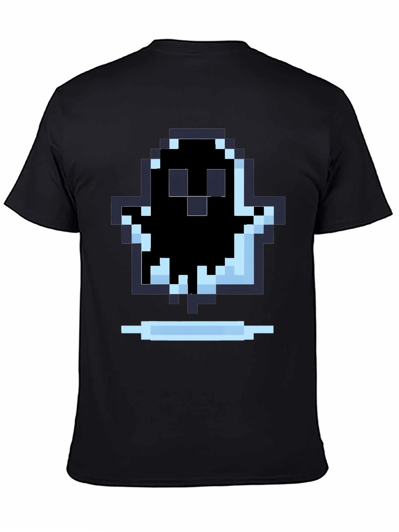 Pixel Ghost Graphic Tee - Black Cotton Shirt