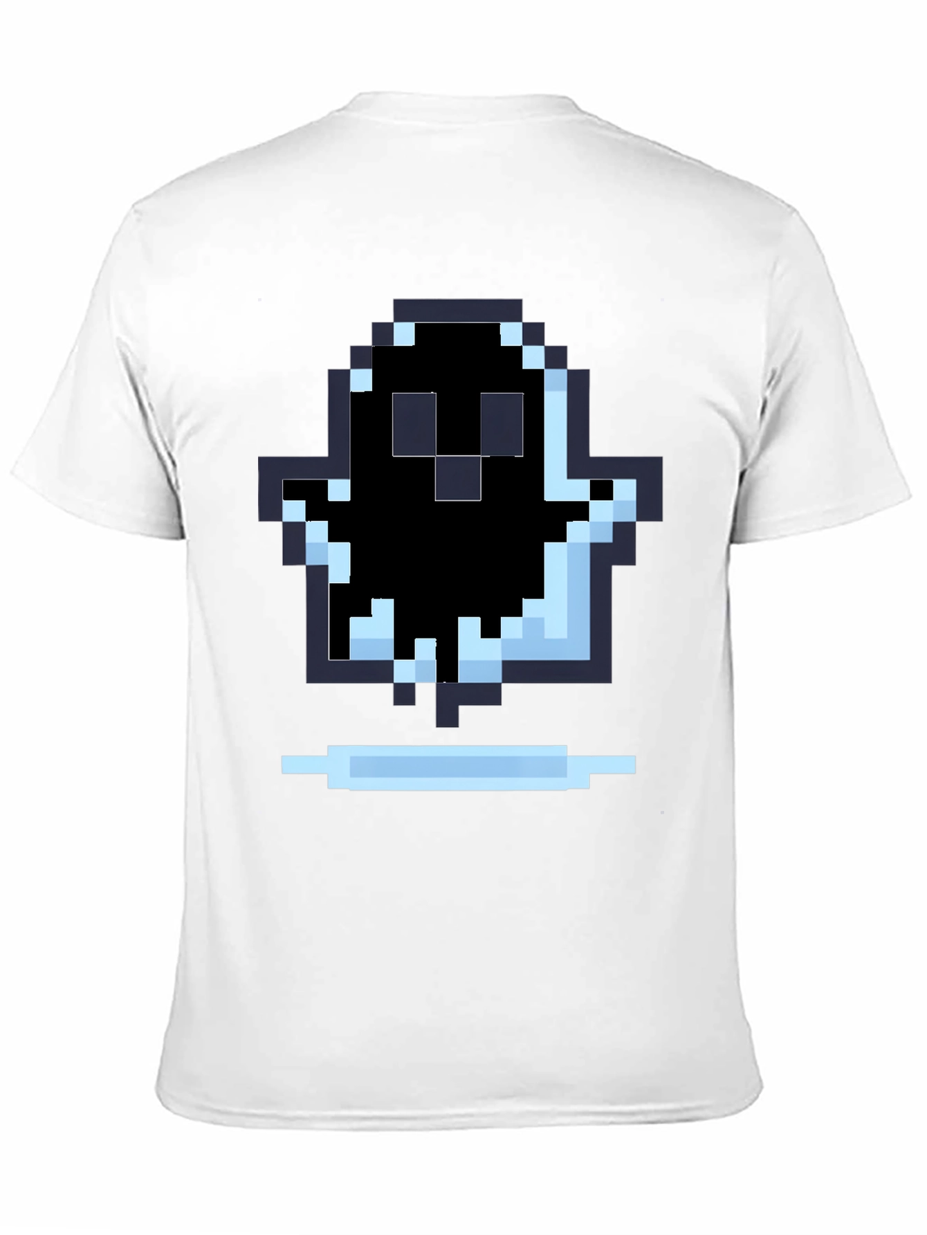 Pixel Ghost Graphic Tee - Black Cotton Shirt