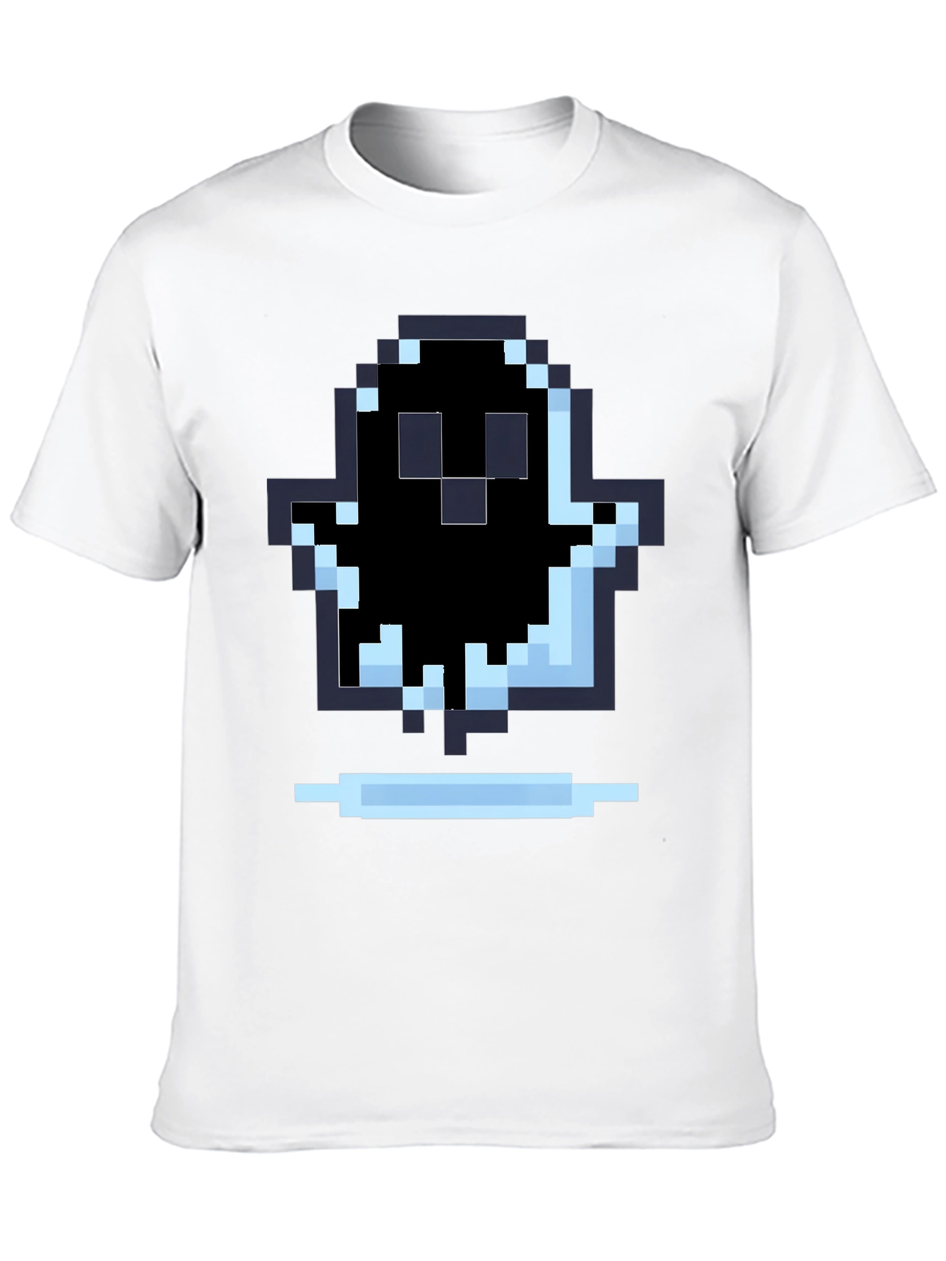 Pixel Ghost Graphic Tee - Black Cotton Shirt