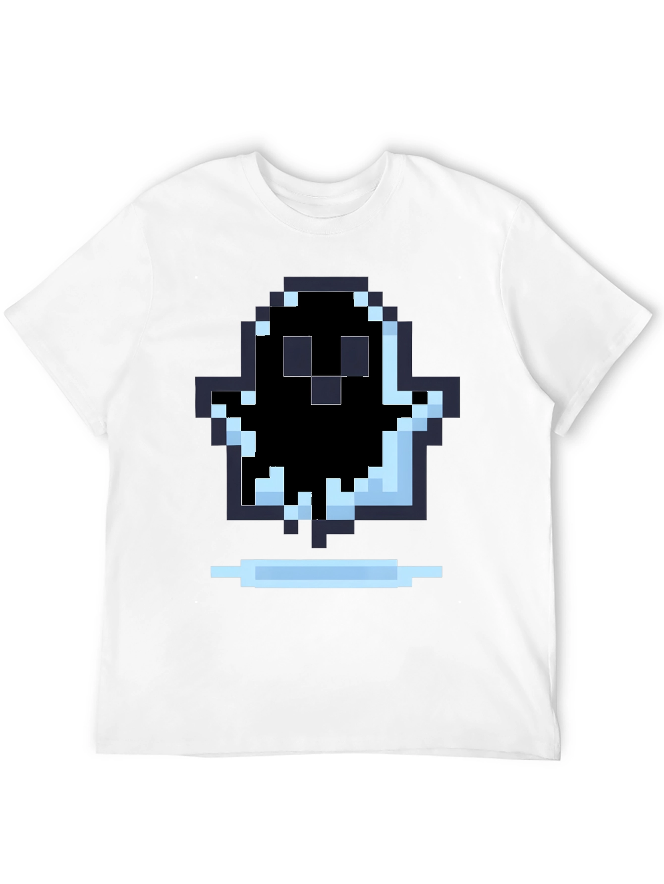 Pixel Ghost Graphic Tee - Black Cotton Shirt