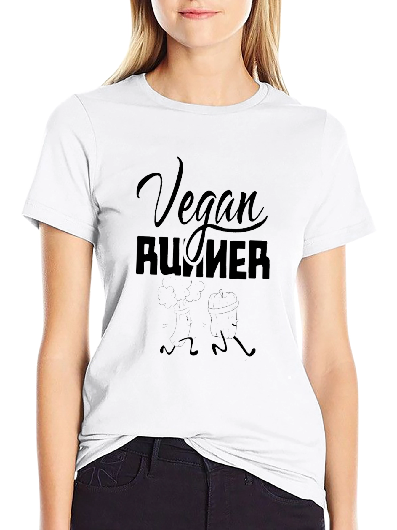 Vegan Runner Graphic Tee - Black