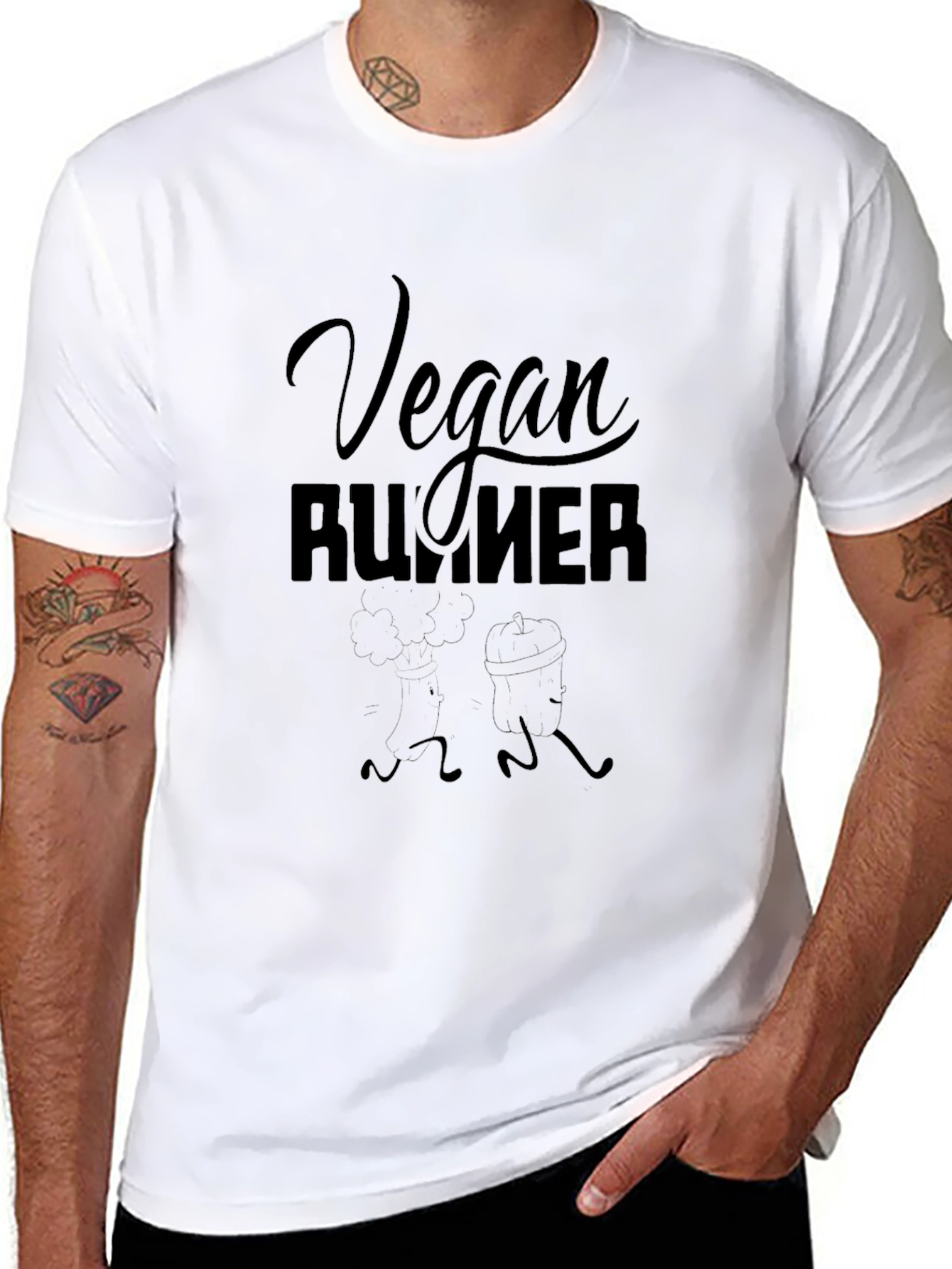 Vegan Runner Graphic Tee - Black