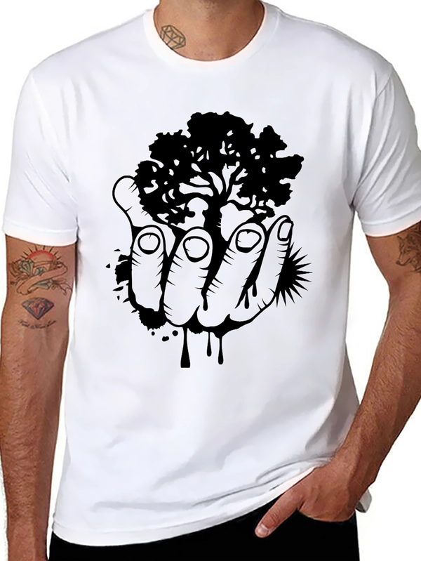 Hand Holding Tree Graphic T-Shirt