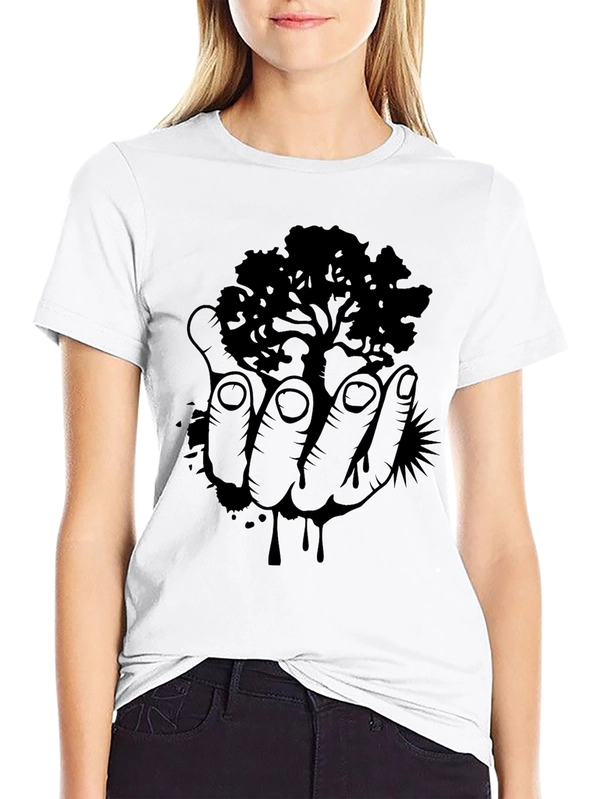 Hand Holding Tree Graphic T-Shirt