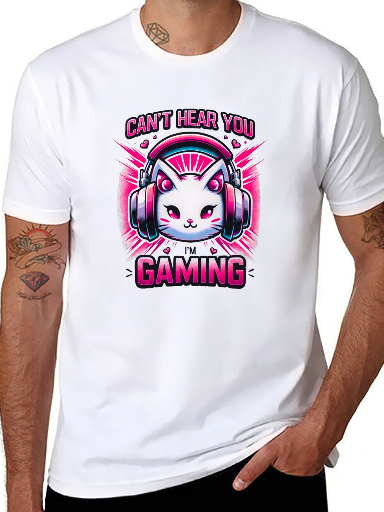 Gaming Cat T-Shirt - Cant Hear You