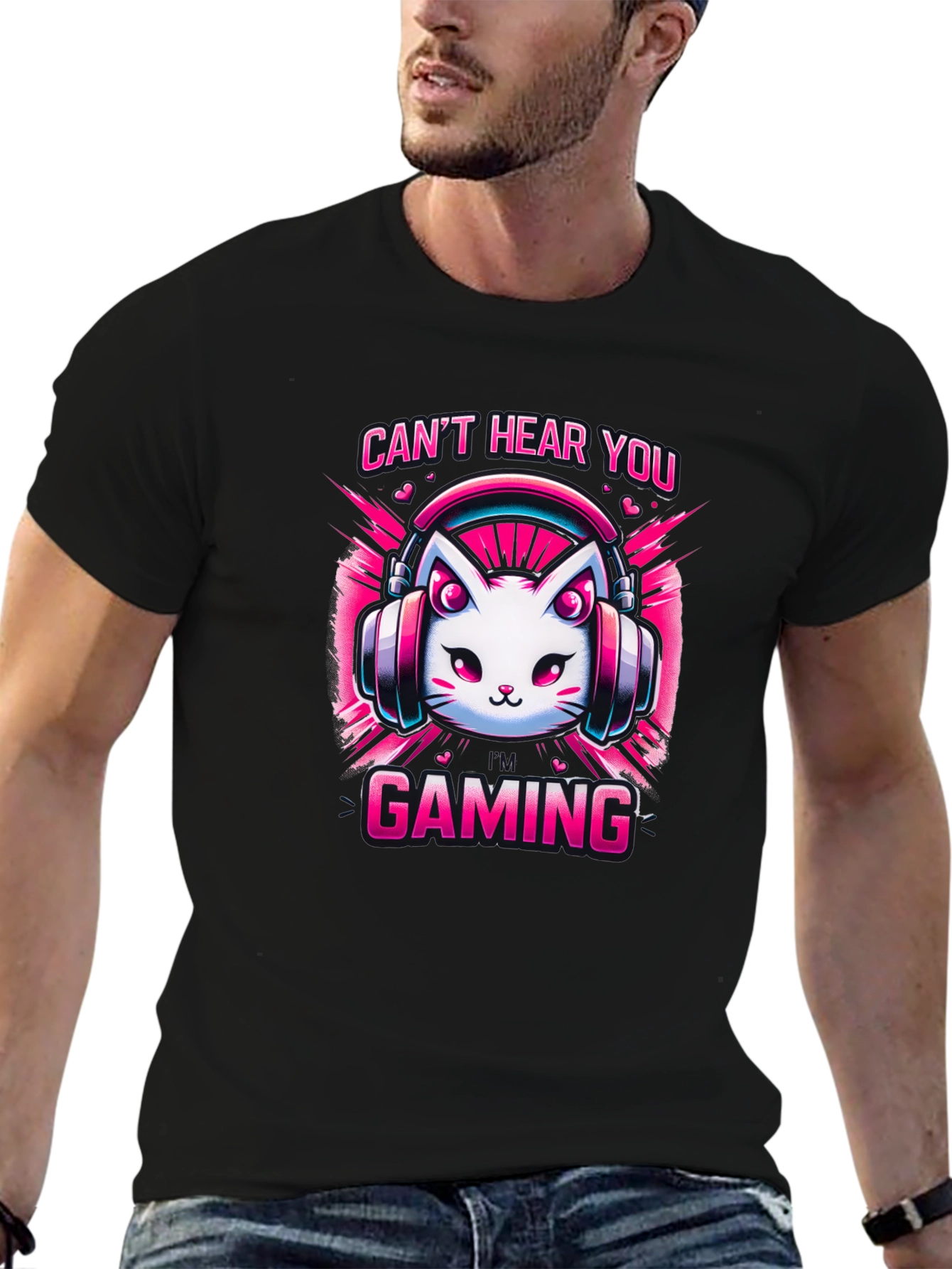Gaming Cat T-Shirt - Cant Hear You