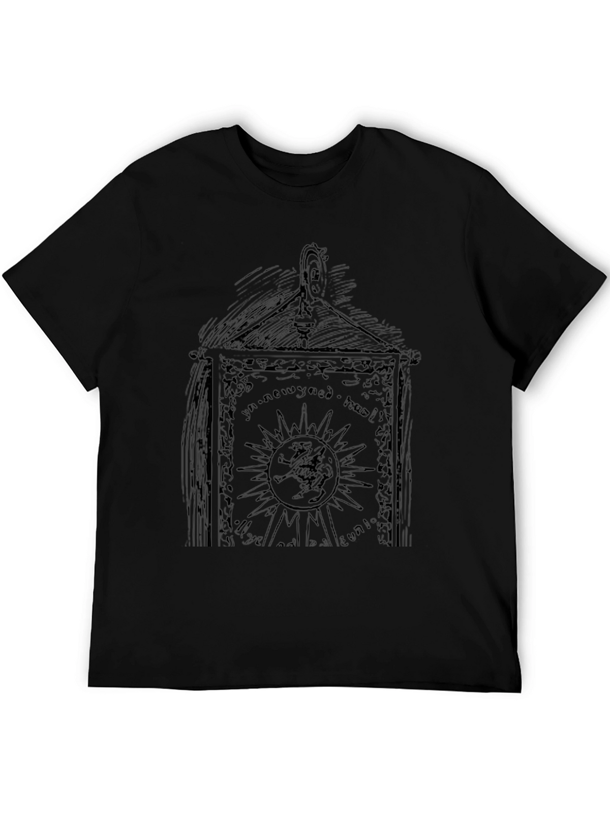 Mens Black Graphic Print Tee