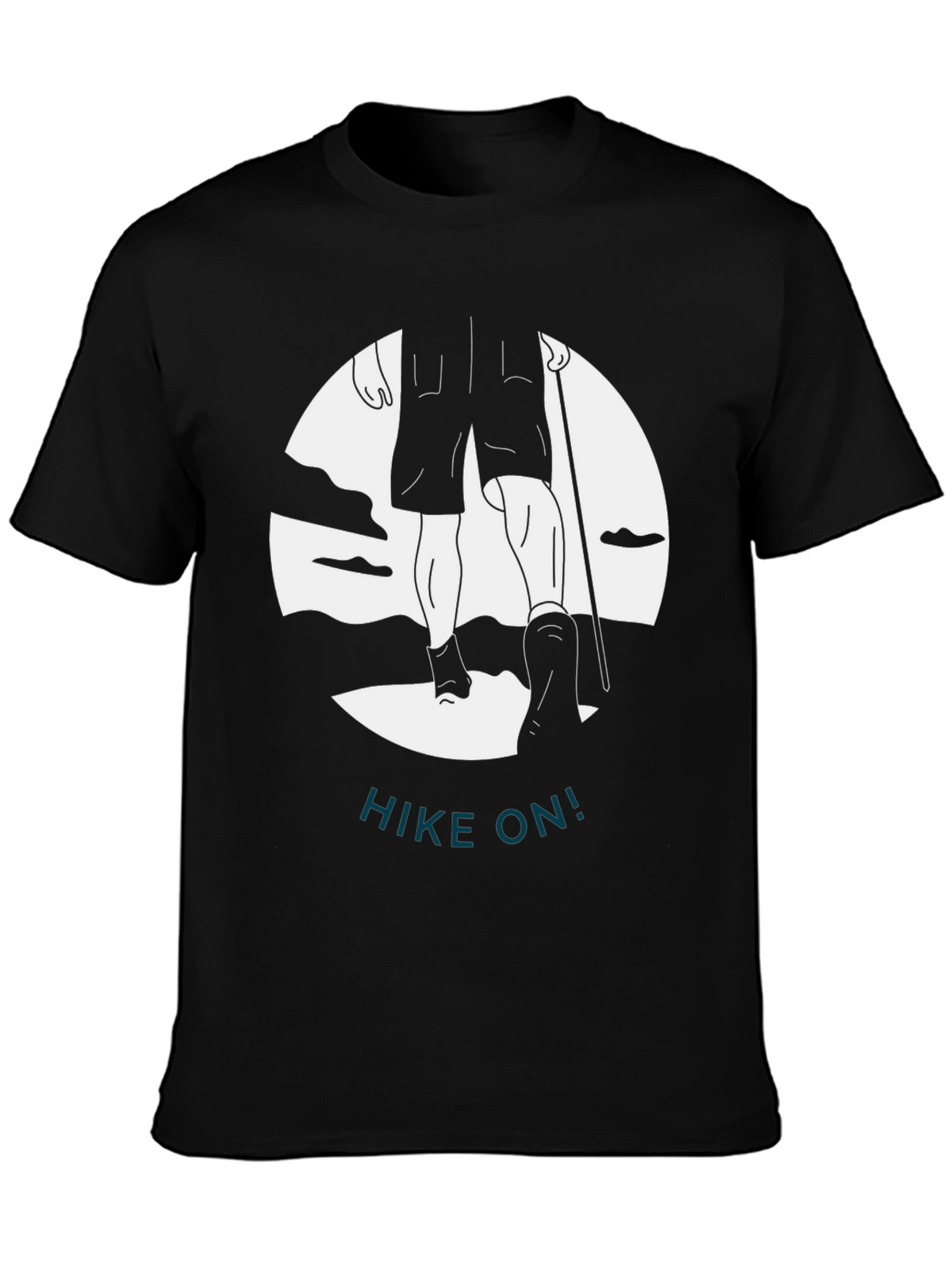 Hike On! Graphic Print Black T-Shirt