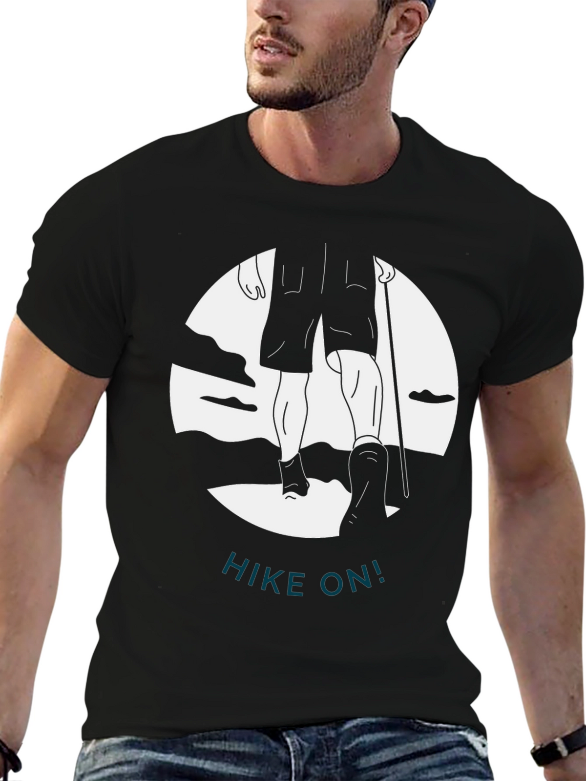 Hike On! Graphic Print Black T-Shirt