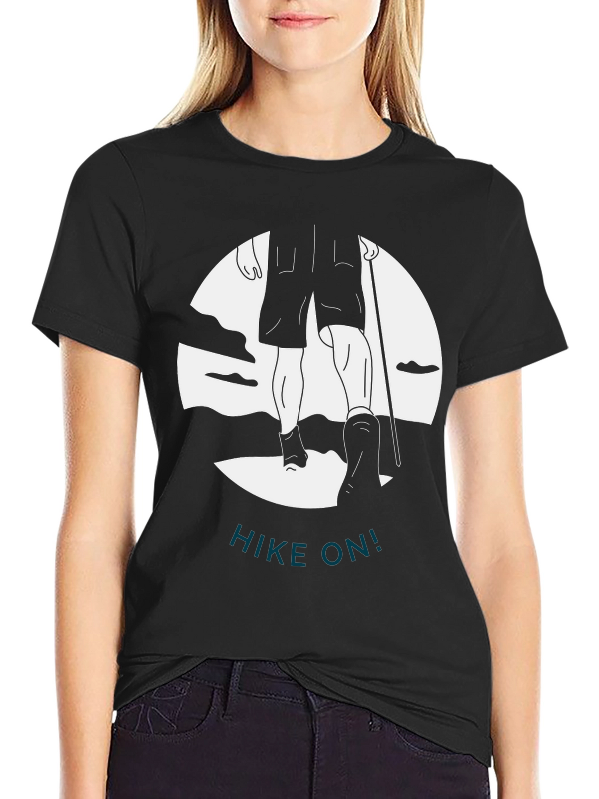 Hike On! Graphic Print Black T-Shirt